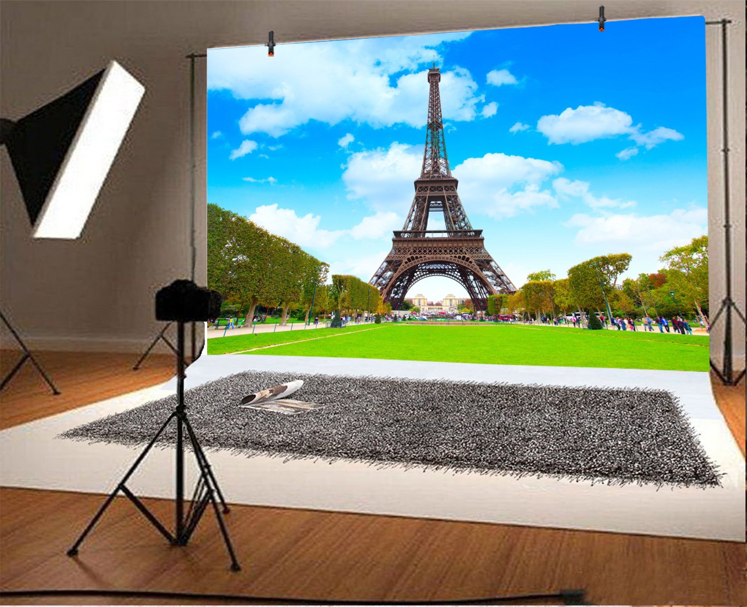 Eiffel Tower Photography Backdrops - Photo Background - Yeele 10x8ft Vinyl France Landmark Paris Trip Lawn Square Backdrop Girl Boy Adult Younger Portrait Photo Shooting Studio Props