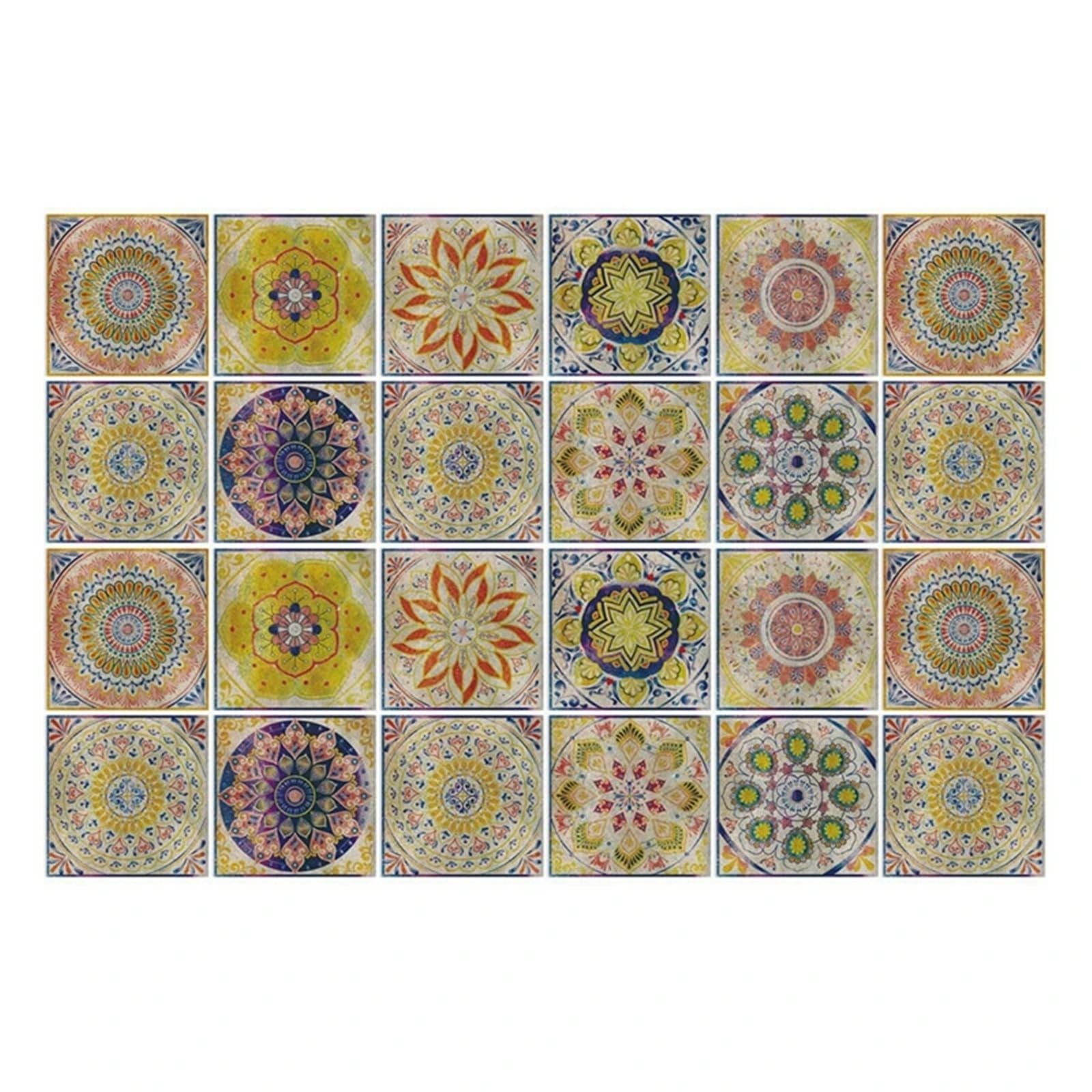 EJvkrbtx Mosaic Tile Wall Stickers 24pcs Bathroom Kitchen Multicolor 10x10cm 15x15cm