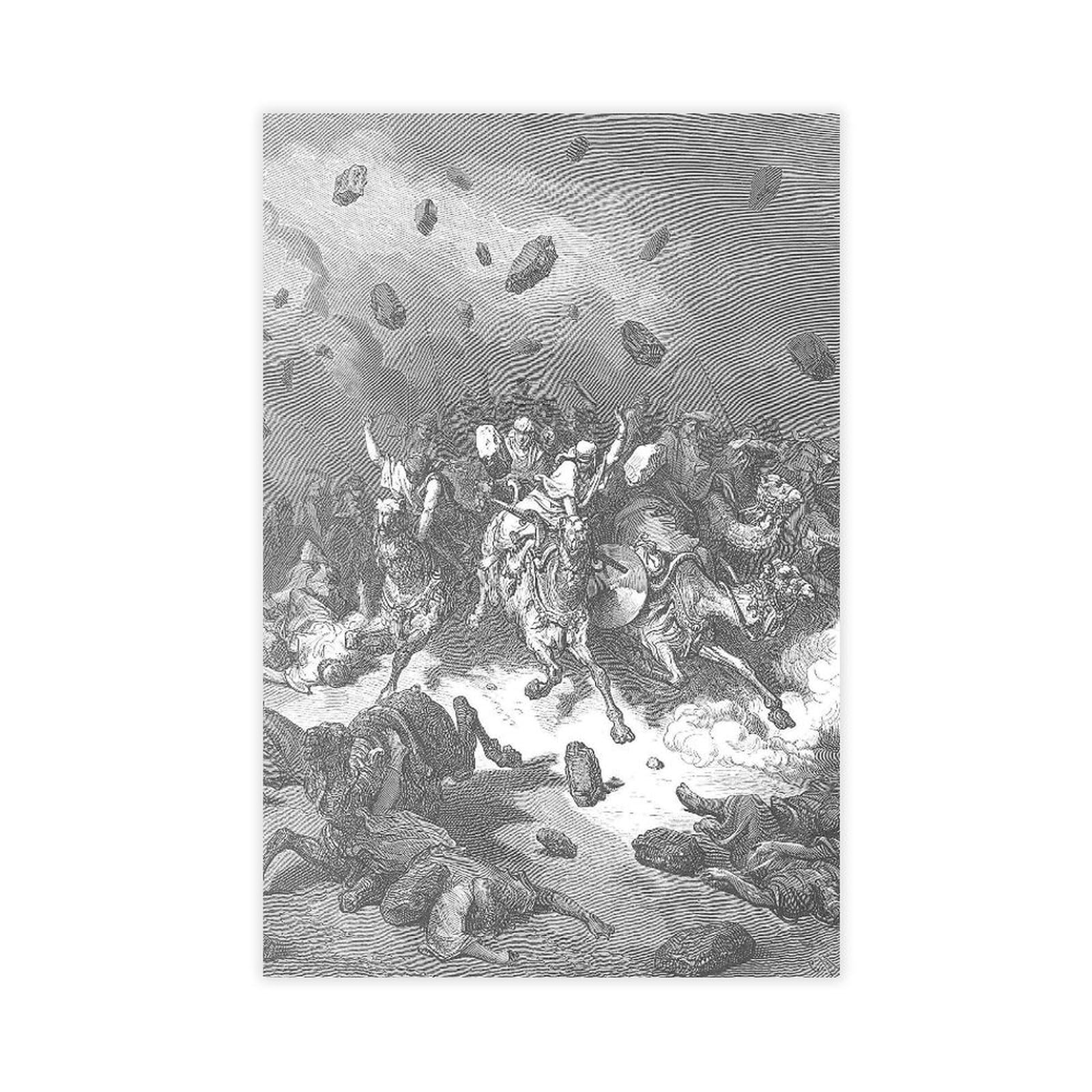 DFJyjFGJJ The Destruction of The Army of The Amorites by Gustave Dore Vintage Poster Romanticism Realism Black And White Art Canvas Posters Wall Art Bedroom Office Room Decor Gift 16" L X 24" W