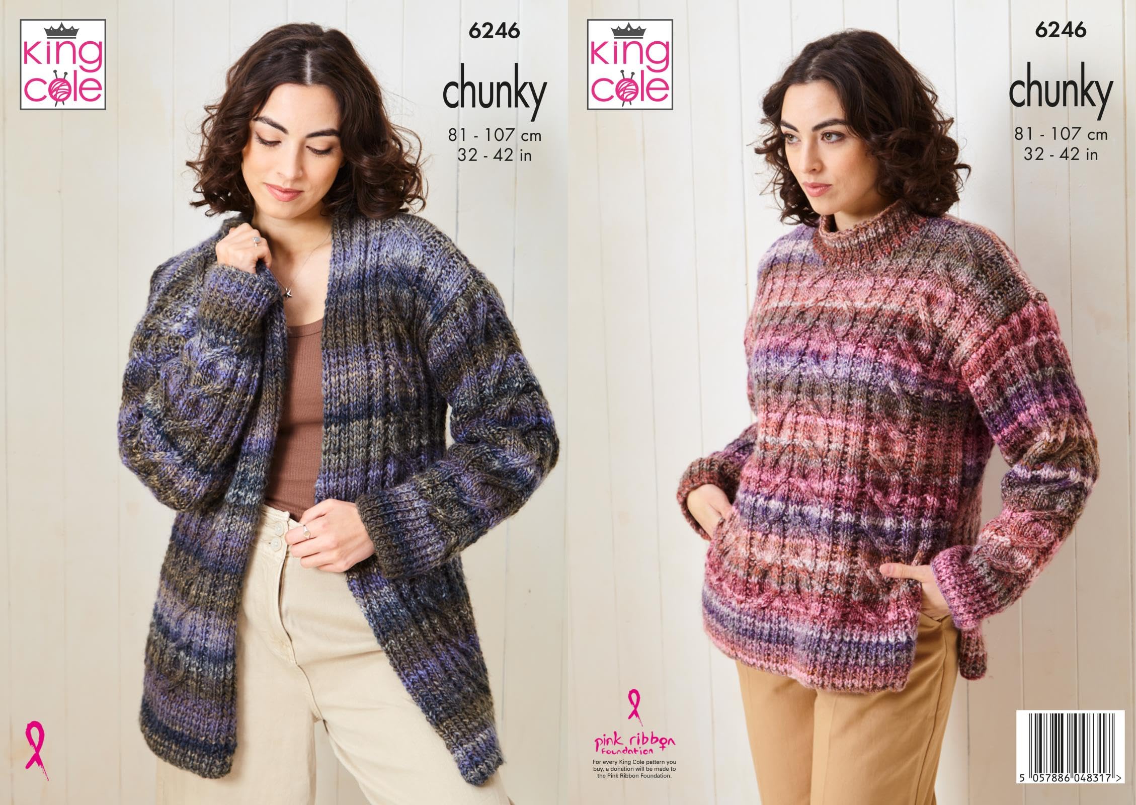 King Cole Ladies Chunky Knitting Pattern Womens Cardigan & Sweater 6246