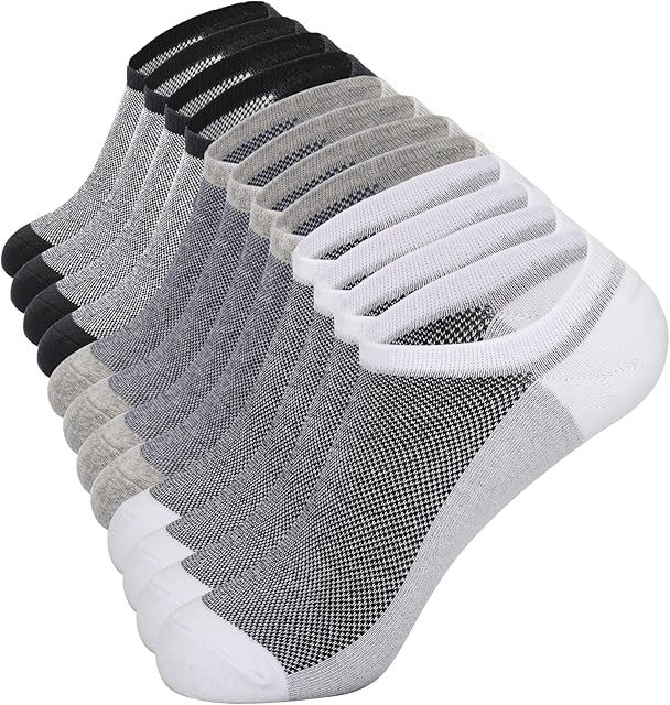 YANGTE Mens Sport Trainer Socks 6 Pairs, Running Ankle Socks Low Cut Socks Multipack Size 9-11