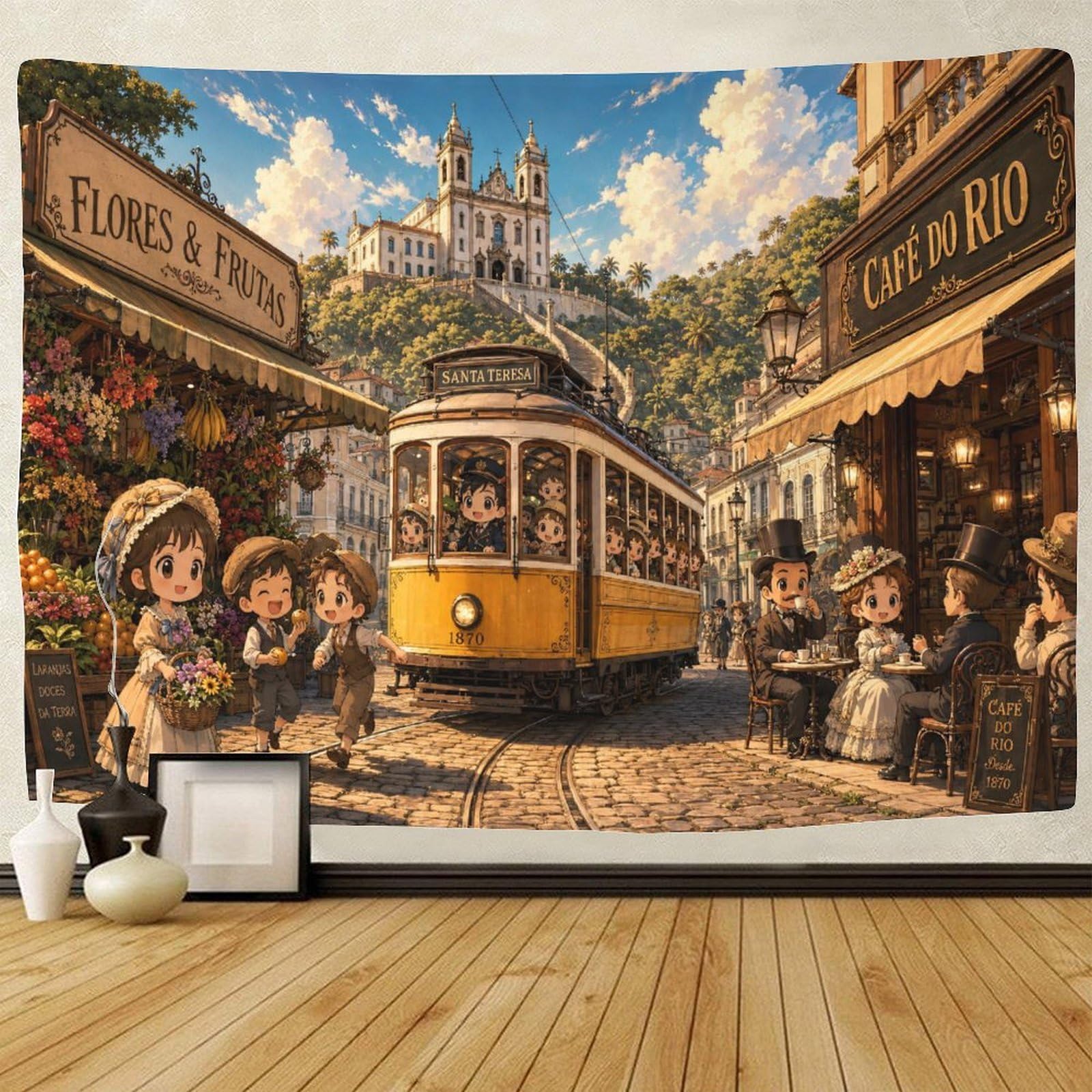 GPMNBCXZK Vintage Rio De Janeiro Streetscape Wall Hanging Decor 3D Print Wall Tapestry Tapestries Home Decoration Curtain Bedroom Dorm 180cmx230cm