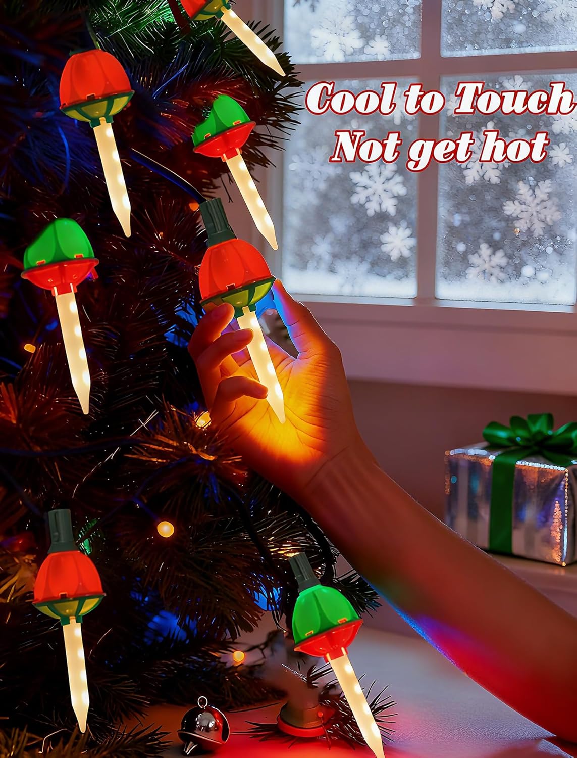 8 Pack Christmas Bubble Lights Replacement Bulbs, Vintage Christmas LED Bubble Lights Replacement Bulbs with Red Green Bases for Xmas Tree Decor, 0.6 Watts, C7/E12 Candelabra Base