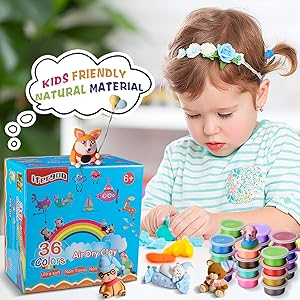 iFergoo Modeling Clay Kit - 36 Colors Magic Air Dry Clay for Kids, Ultra Light, Safe & Non-Toxic, School Art & Craft Project, Great Toy Gift for Boys and Girls