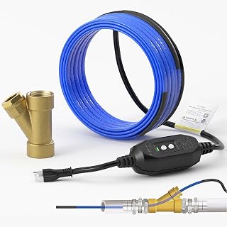 Upgrade In Pipe Heating Cable with Y-Fitting, CSA Certified Self-Regulating Heating Cable Inside Pipe for Easy Installation, 120V 100ft, YeloDeer Freeze Protection for Drinking Water Pipes
