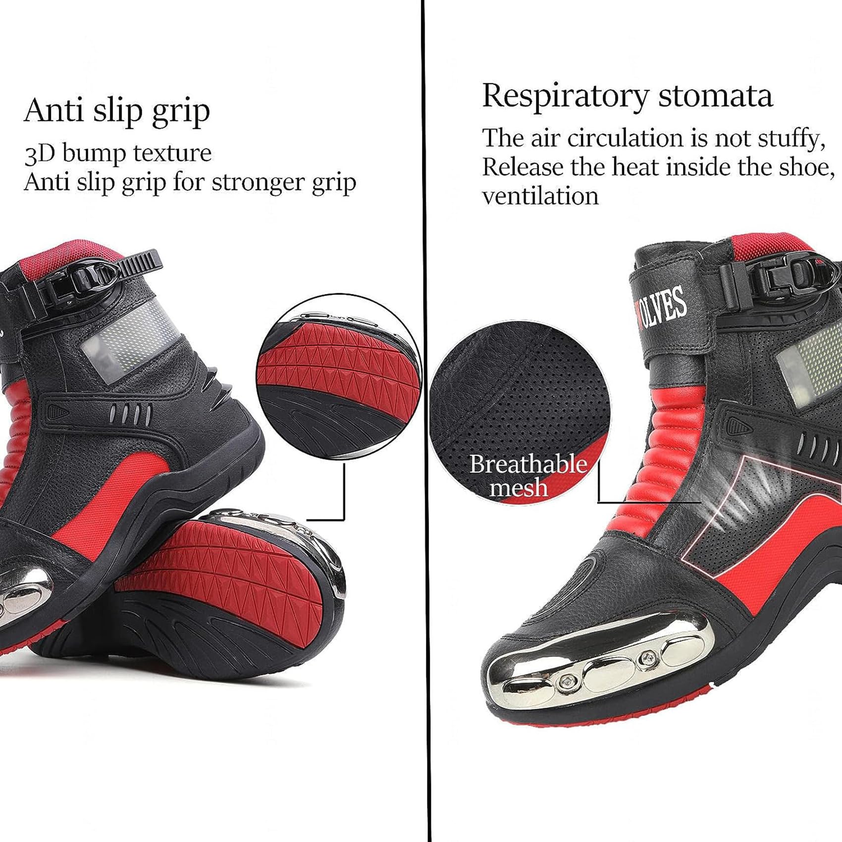 DJFOG Botas de moto de cuero para hombre, zapatos de moto de carreras con pantalla emisora de luz Led, botas de deportes de competición informales impermeables