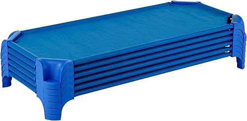 Miniatura 15 de Sprogs Catres apilables de alta resistencia de tamaño estándar de 52 pulgadas de largo para niños y niños pequeños, cunas apilables para niños Azul,