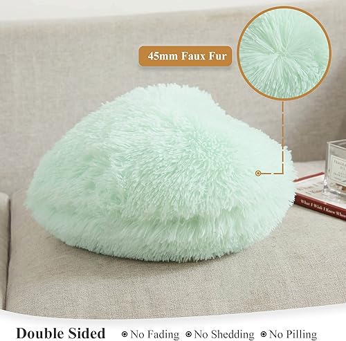 Miniatura 9 de XeGe Suave almohada de corazón de piel sintética de doble cara, almohada decorativa de felpa, almohada mullida en forma de corazón de 15 x 17