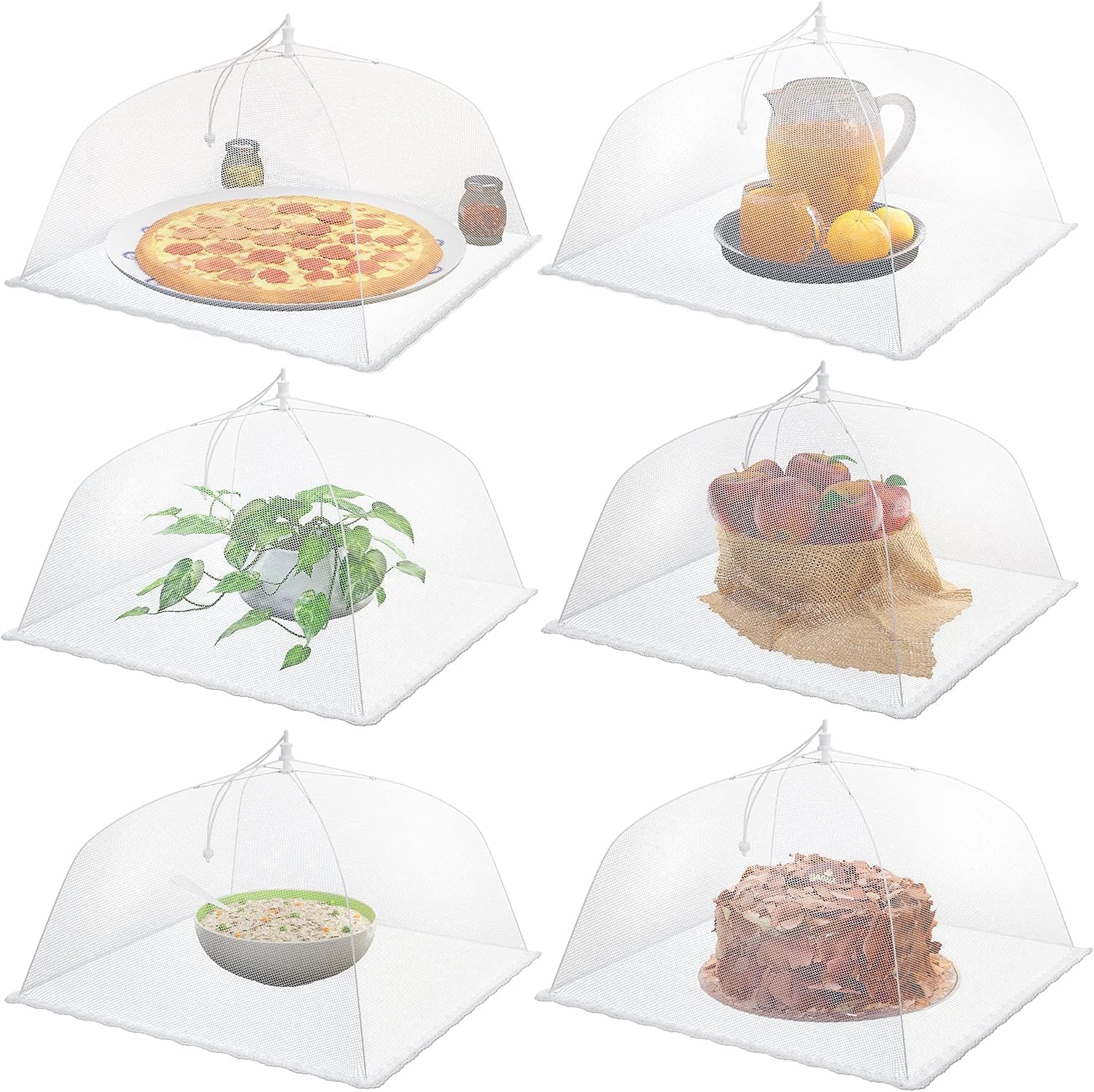 Pop-Up Food Mesh Tents || Collapsible Mesh Food Covers Tent || Umbrella Covers Reusable and Collapsible 17 x 17inches || (Pop-Up Food Mesh Tents -1), White — Amazon image 10
