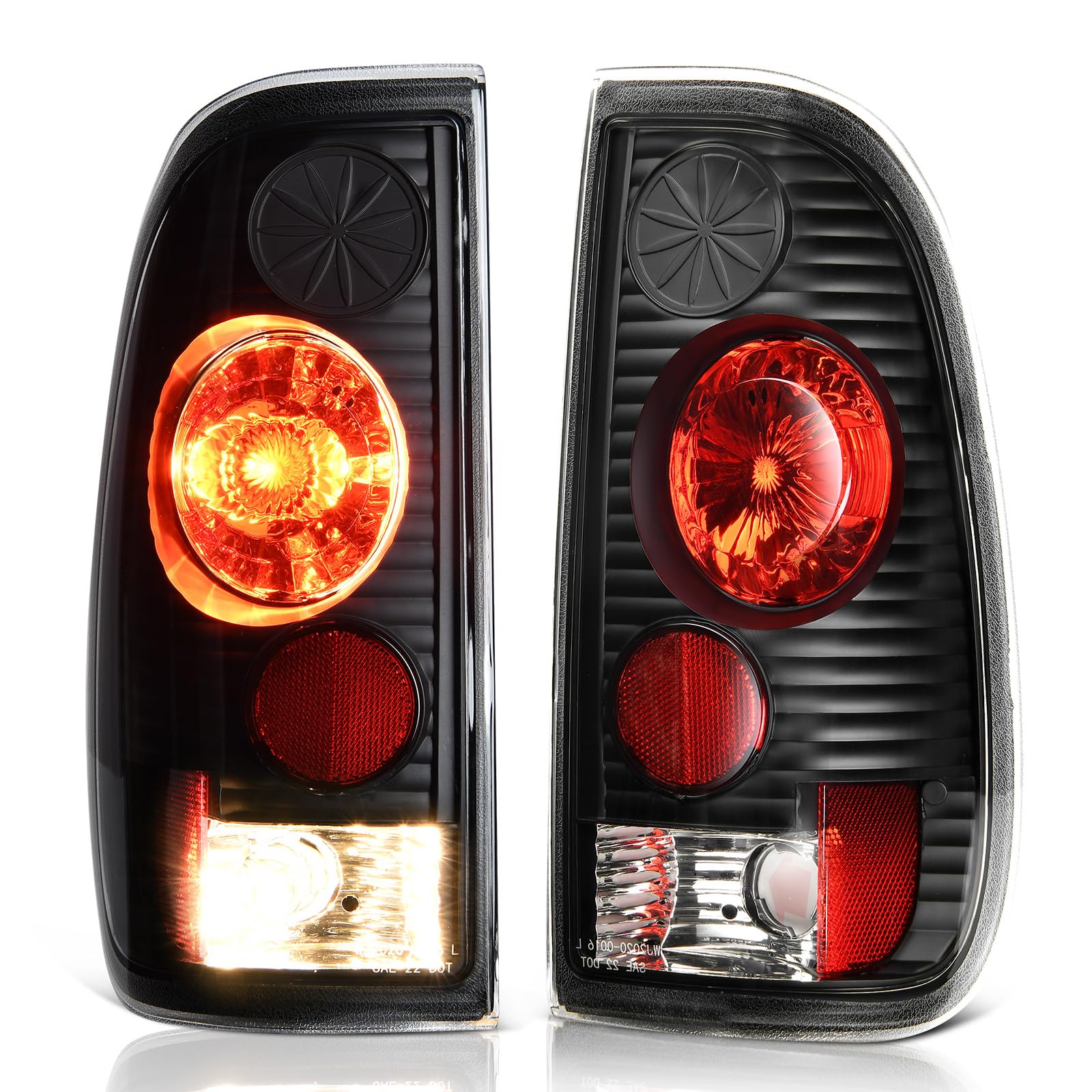 DWVO Tail Lights Compatible with 1997 1998 1999 2000 2001 2002 2003 Ford F-150/97 98 99 F-250 F-350 F-450 F-550 Super Duty Fits Styleside Models Only DO NOT Fit Flareside Models Taillights