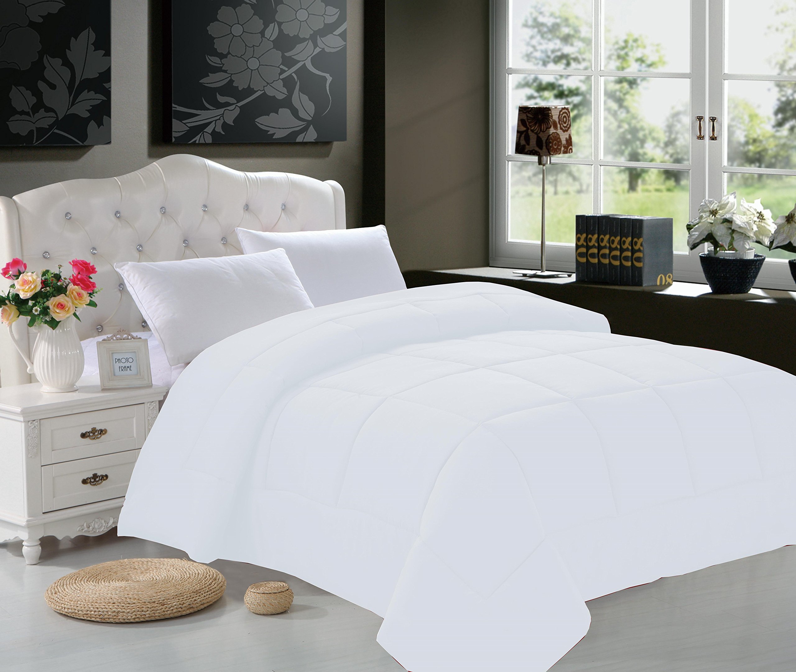 Elegant Comfort All Season Goose Down Alternative Double-Fill Comforter (Duvet Insert), King Size, White
