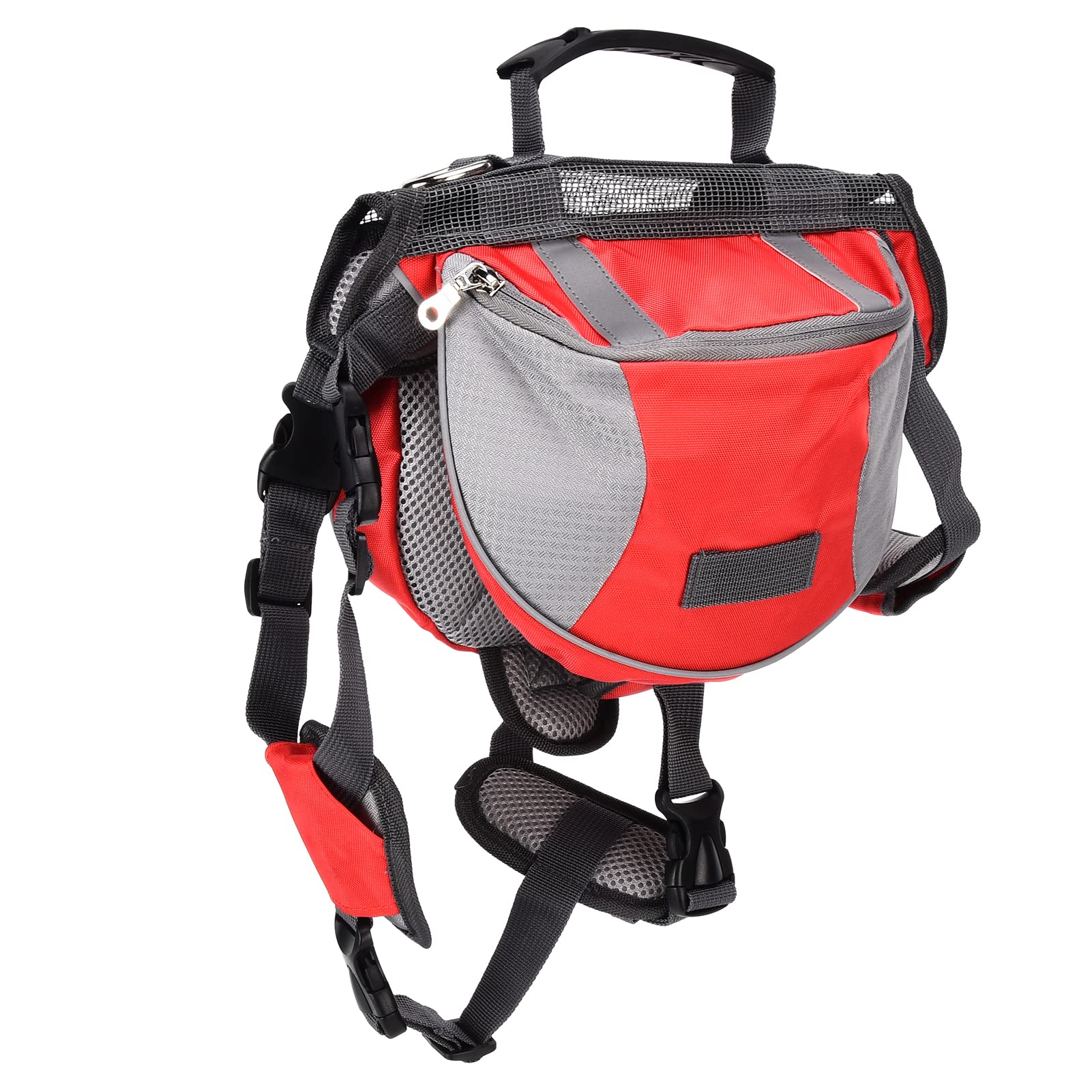 Sac à Dos de Randonnée pour Chien, Sac de Selle pour Chien, Sac à Dos Réglable avec Poches Latérales et Bandes Réfléchissantes pour Chiens de Petite, Moyenne et Grande Taille,