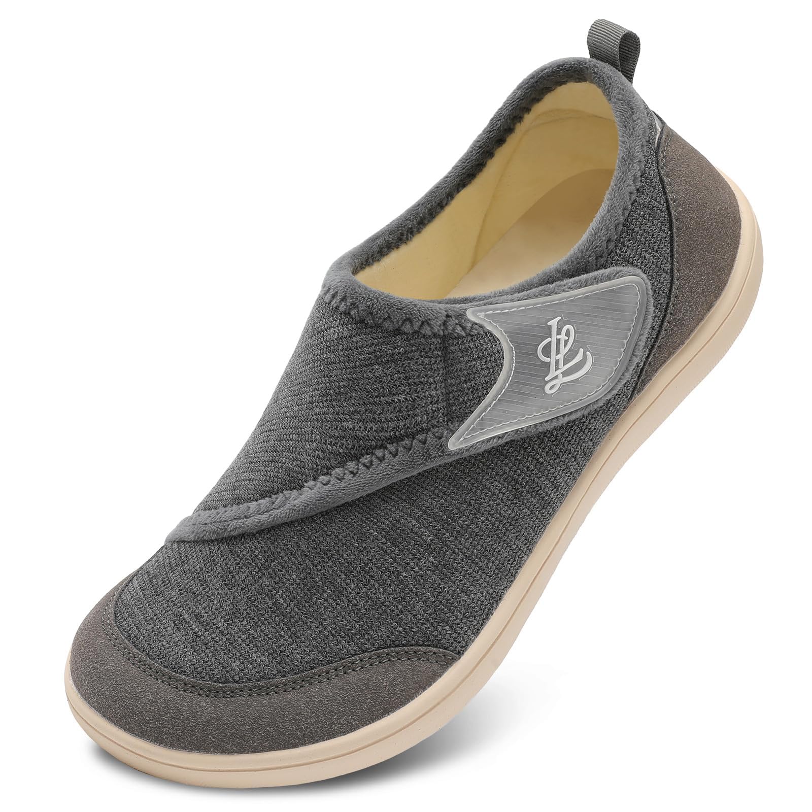 JIASUQI Mens Slippers Wide Adjustable Diabetic Shoes Orthopedic Arthritis Swollen House Slippers Indoor Outdoor Walking Shoes