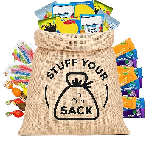 Stuff Your Sack - Paquete de cuidado de dulces sin nueces y dulces sin manà caja de regalo de dulces y cesta de regalo 50 golosinas dulces y ácidas Stuff Your Sack - Paquete de cuidado de dulces sin nueces y dulces sin manà caja de regalo de dulces y cesta de regalo 50 golosinas dulces y ácidas