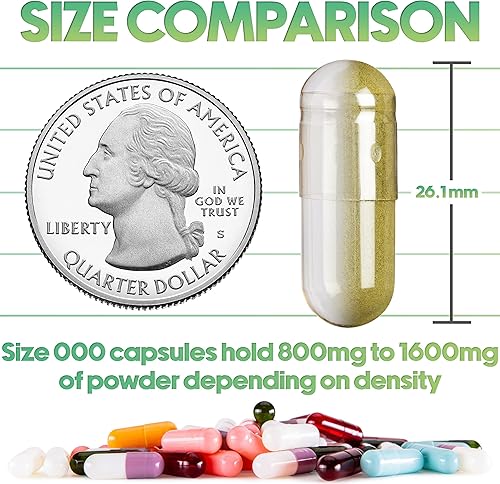 Miniatura 2 de XPRS Nutra Cápsulas vacías de tamaño 0 – Cápsulas de gelatina vacías transparentes – Pastillas de relleno de cápsulas de bricolaje – Cápsulas de gel