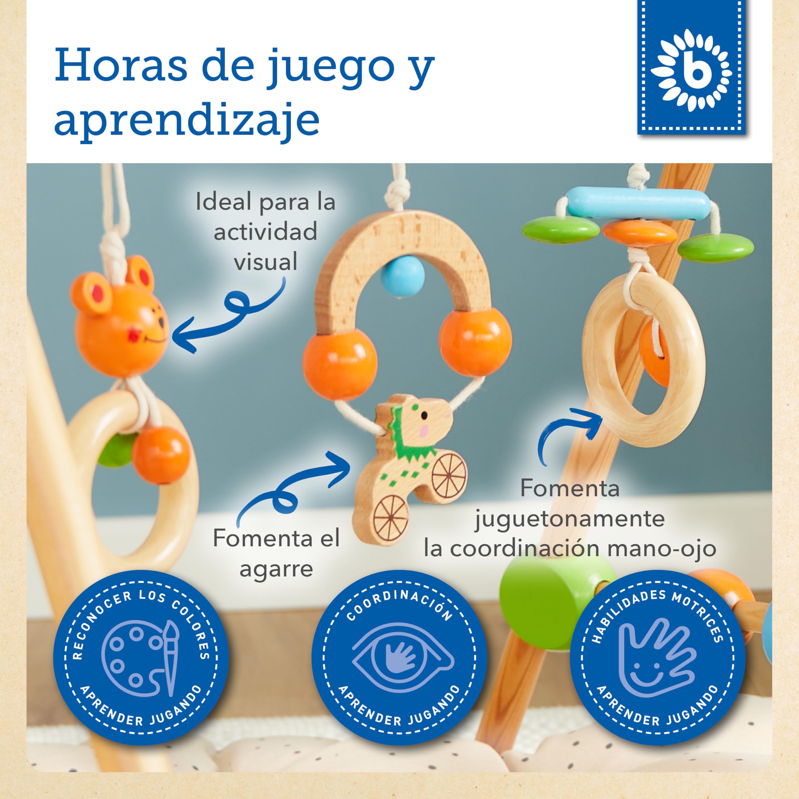 BIECO Gimnasio Actividades Bebe | Gimnasio Bebe Madera | Arco Actividades Bebe | Gimnasio Bebe Montessori de Actividades