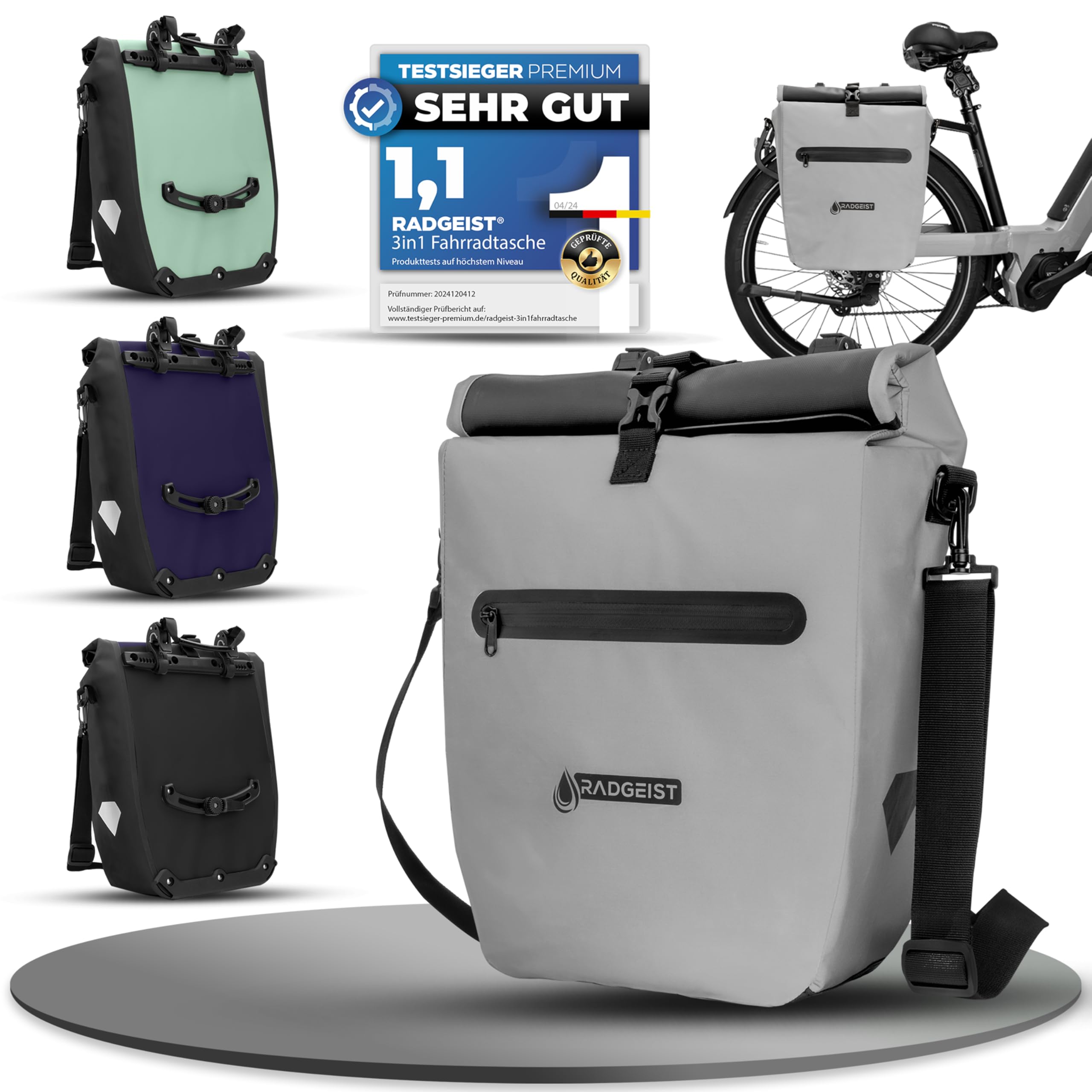 RADGEIST Bicycle Bag for Pannier Rack - Bag for Bicycle Pannier Rack - Pannier Rack Bag Waterproof Shoulder Bag (Reflective 20L, Single)