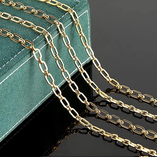 Miniatura 5 de UMAOKANG Cadenas de collar chapadas en oro para hacer joyas, cadena de clip de acero inoxidable 304 a granel con cierres de langosta y anillos