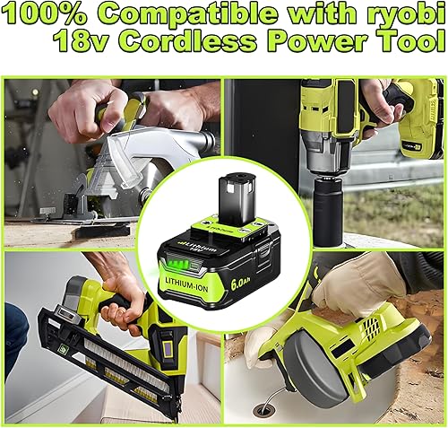 Miniatura 6 de Repuesto para batería Ryobi de 18 V paquete de 2 6.0Ah para batería Ryobi de litio de 18 V P108 P102 P107 P109 Herramientas eléctricas inalámbricas