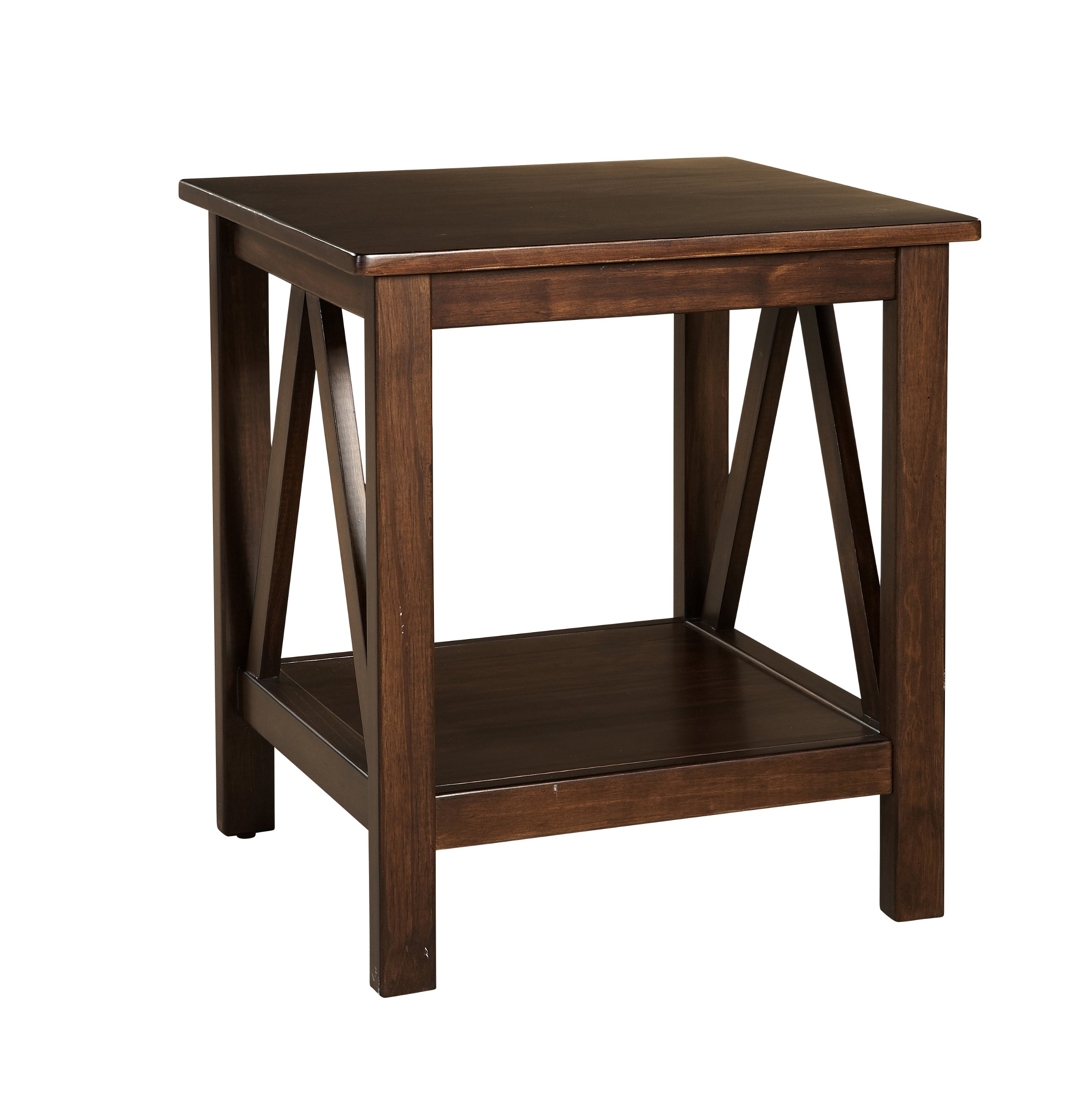 LinonHome Dcor Linon Home Decor Titian End Table, 20"w x 17.72"d x 22.01"h, Antique Tobacco