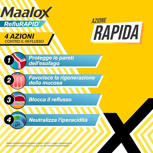 Maalox Reflurapid Blocca il Reflusso Gastroesofageo, Riduce Bruciore e Acidità di Stomaco, anche in Gravidanza - con Bicarbonato di Sodio, Senza Glutine, Senza Lattosio (40 Compresse Gusto Menta) - 3