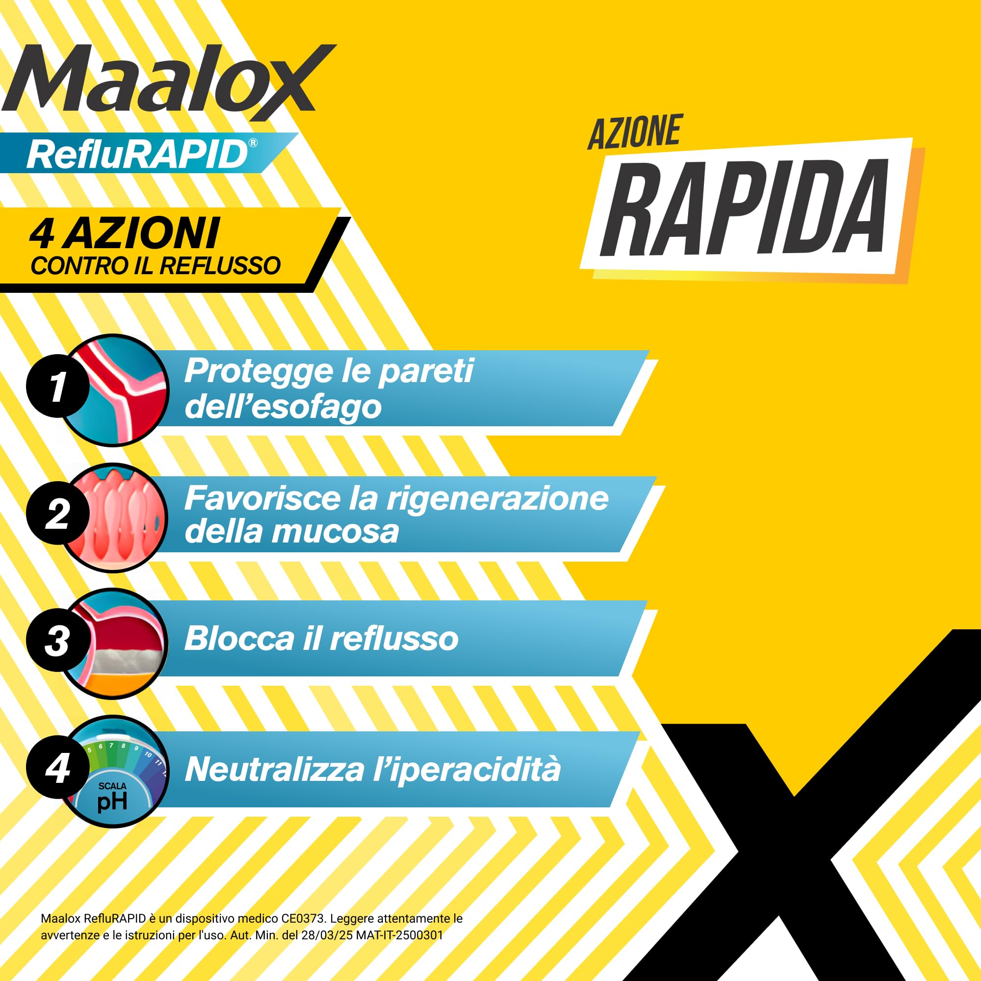 Maalox Reflurapid Blocca il Reflusso Gastroesofageo, Riduce Bruciore e Acidità di Stomaco, anche in Gravidanza - con Bicarbonato di Sodio, Senza Glutine, Senza Lattosio (40 Compresse Gusto Menta)