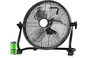 Aeroplus P75-B High Speed Oscillating 16 Inch Outdoor Rechargeable Floor Fan with Metal Blades
