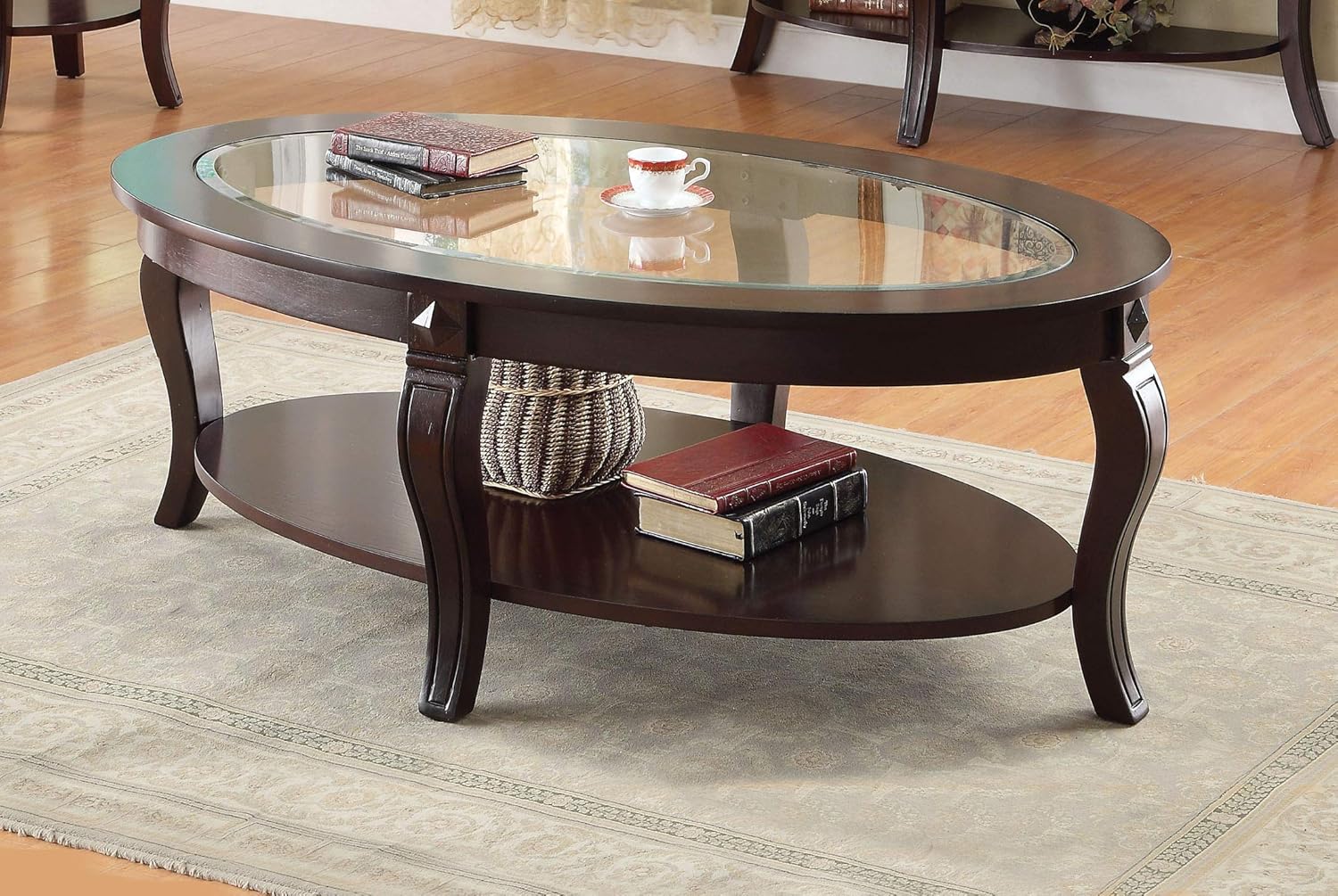 Living Room Furniture Home Acme 00450A Riley Glass Top Oval Coffee