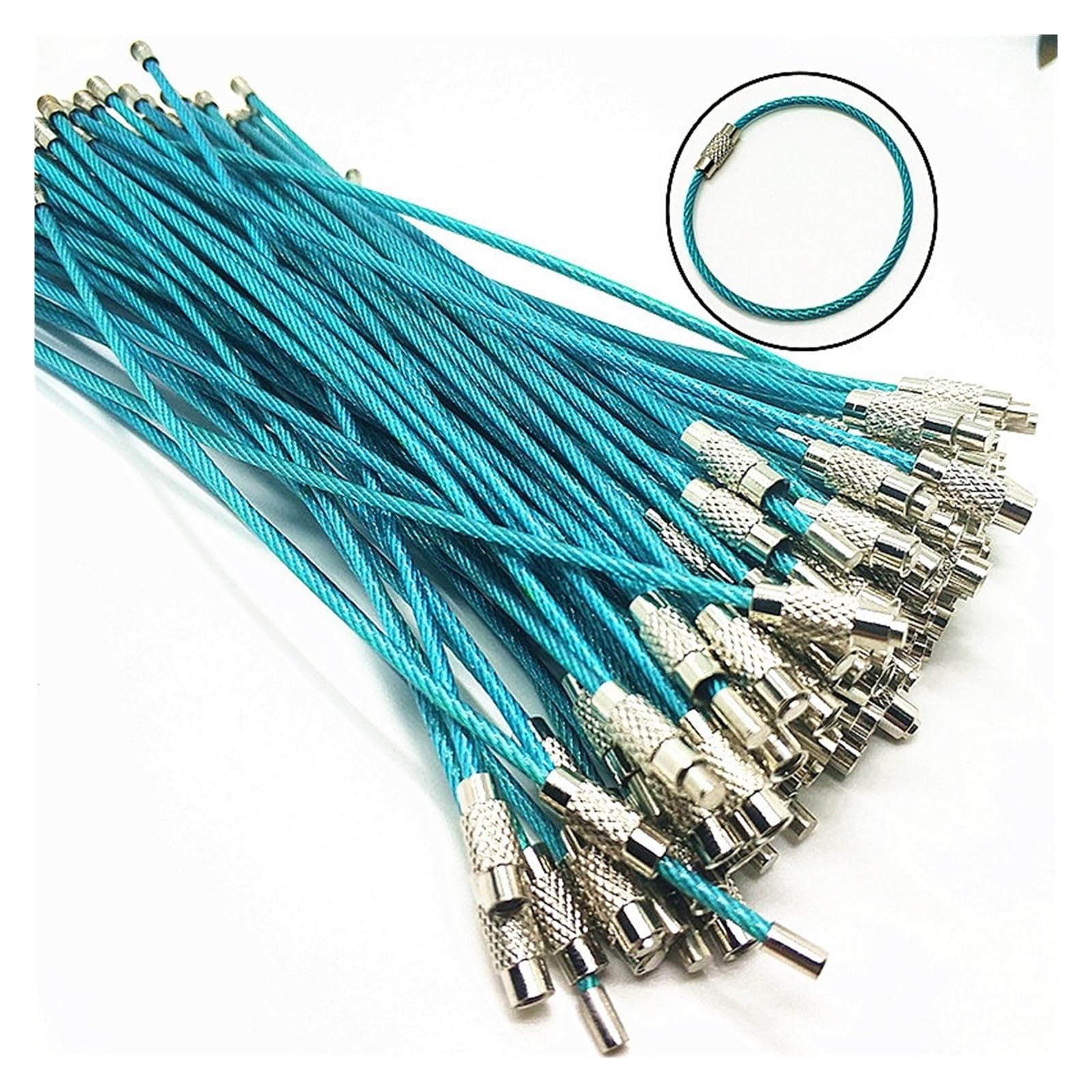 Yvxotrxnk Kabel do breloczków ze stali nierdzewnej 2 mm z blokadą śrubową 15 cm Heavy Duty for Outdoor Camp Hiking EDC Key Tools