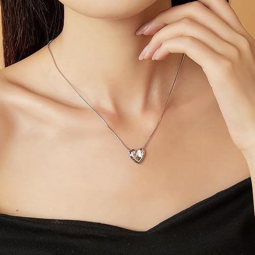 Miniatura 3 de Aprilery 18K Silver Chain Necklace for Women, Dainty Love Moon Letter U Pendant Necklace Jewelry for Her