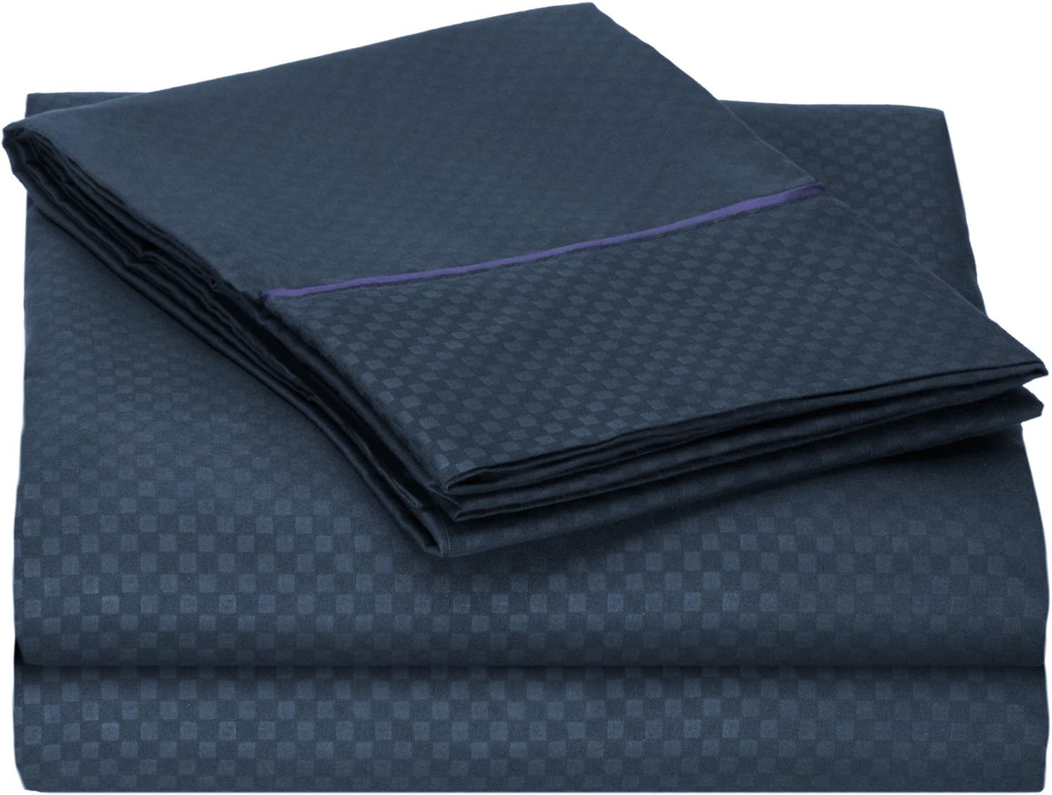 Clara Clark 1800 Collection Embossed Checkerboard Design 4-Piece Bed Sheet Set, King, Burgundy