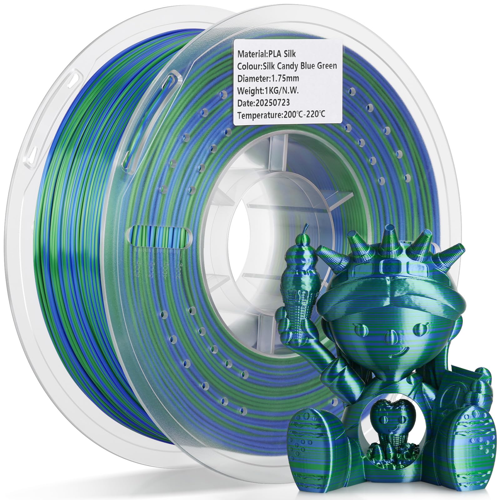 LANDU Silk PLA Filament 1.75mm 3D Printer Multicolor Filament Gradient Color Changing Filament 1kg (2.2lbs) Dimensional Accuracy +/- 0.07 mm Silk Candy