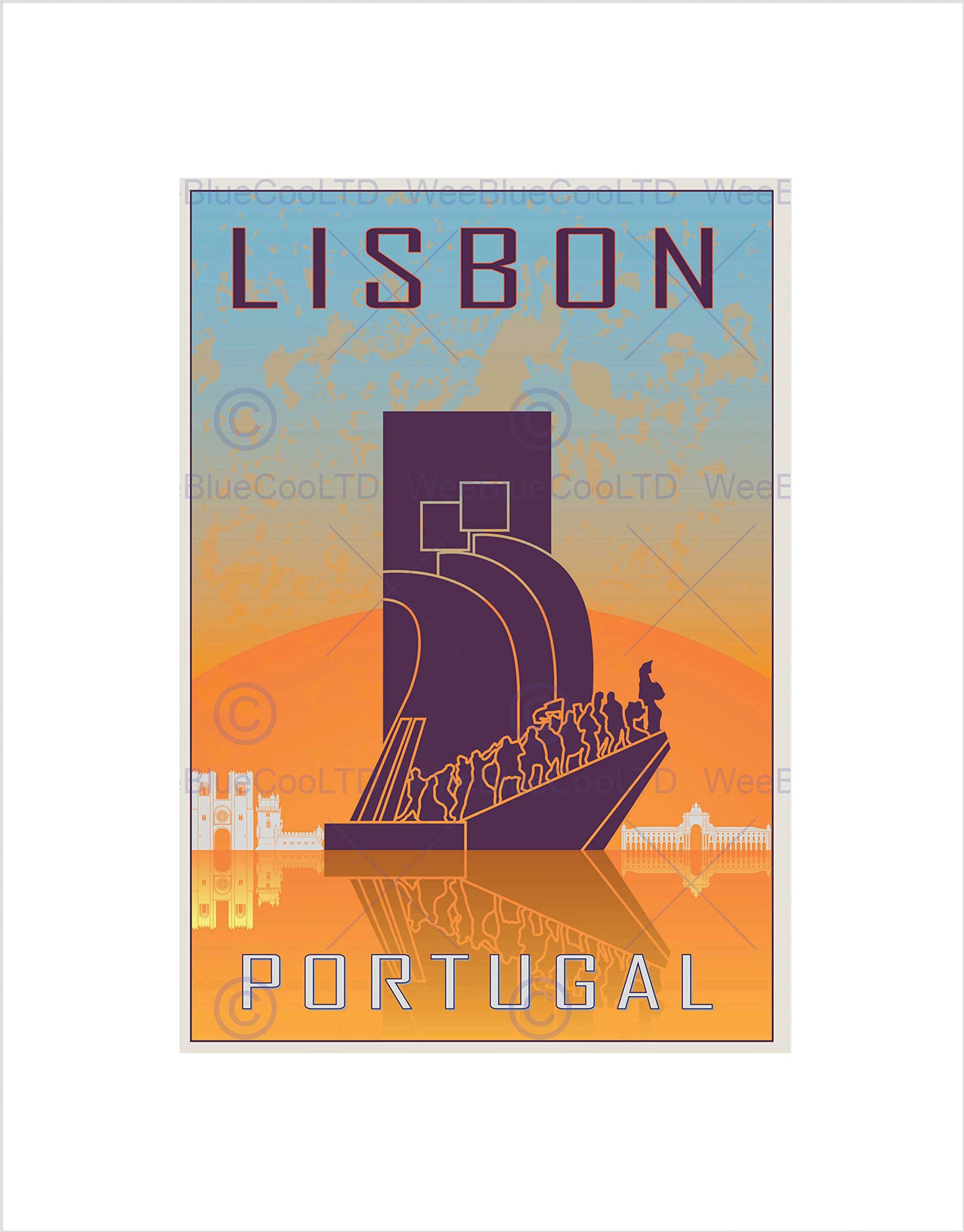 Wee Blue Coo Travel Lisbon Portugal Monument Discoveries Wall Art Print