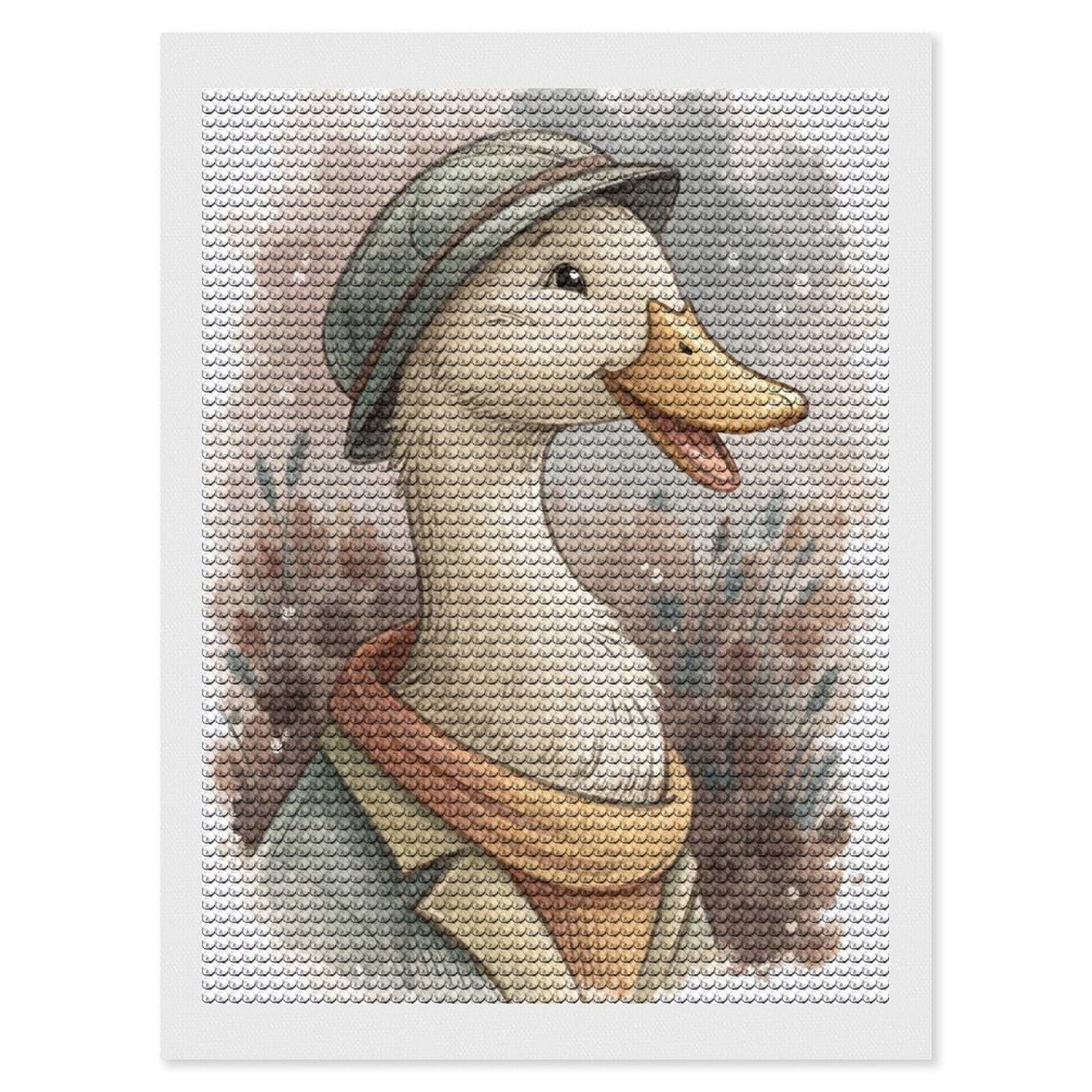 Junmoney Anthropomorphic Duck in Autumn Attire Diamond Painting Set 12"x16", Full Kit Included, Sparkling Round Gems, Farmhouse Decor, Festive Craft Gift