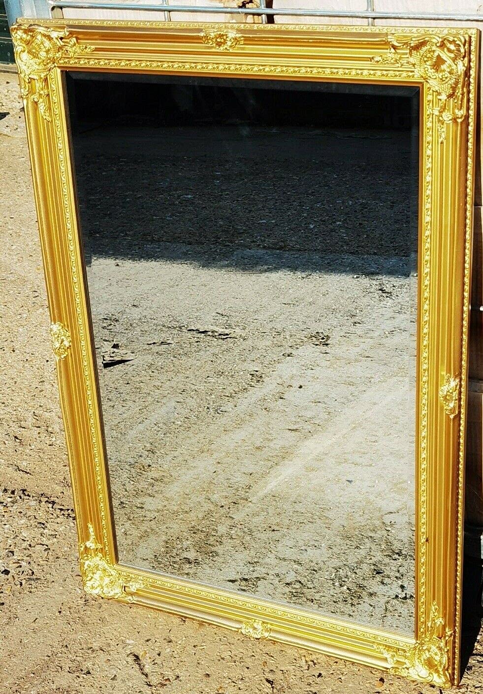 Biznest Gold Large Antique Ornate Decorative Wall Mirror Shabby Chic Flowery Design 104X74cm