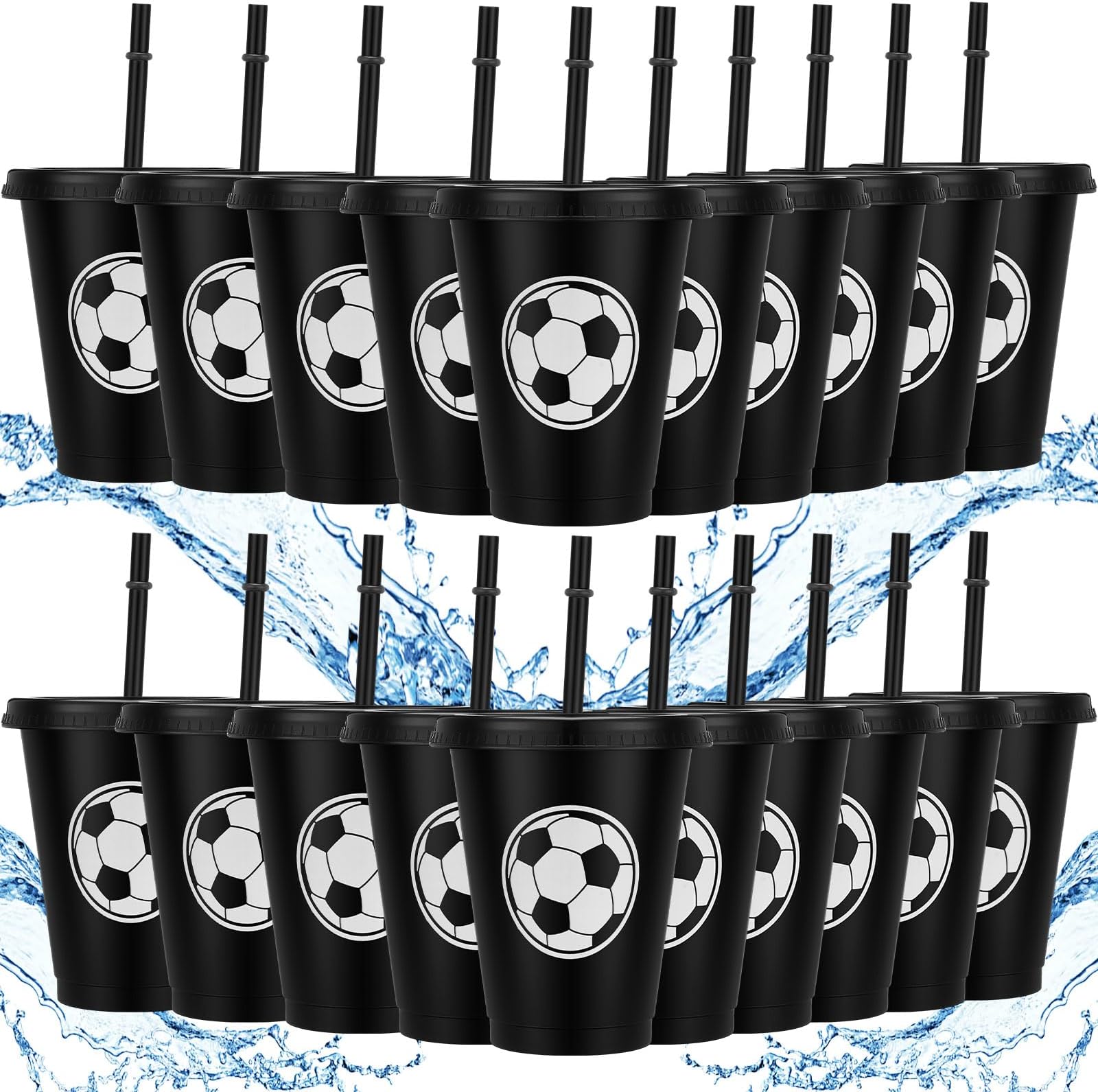 Domensi 20 Pcs Soccer Party Favor Cups Bulk 16oz Soccer
