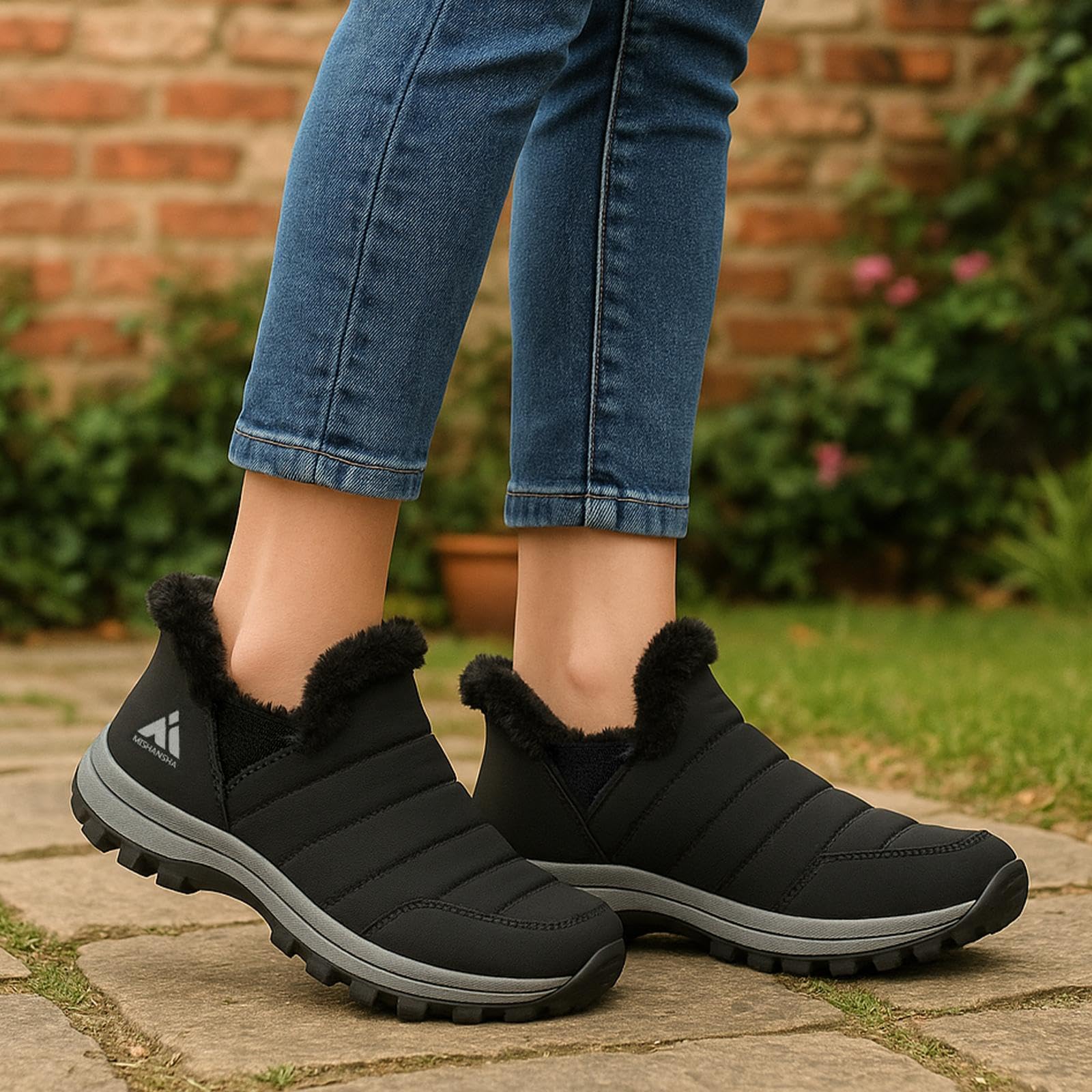 Mishansha Scarpe Invernali da Donna Foderate Antiscivolo Stivali da Neve, Taglie 36-42