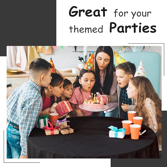 5 Pack Premium Black Plastic Tablecloth - 108 x 54 in. Disposable Rectangle Plastic Cloth - Decorative Rectangle Table Cover Smooth Tablecloth - Disposable Table Cloths For Parties, Weddings And More.