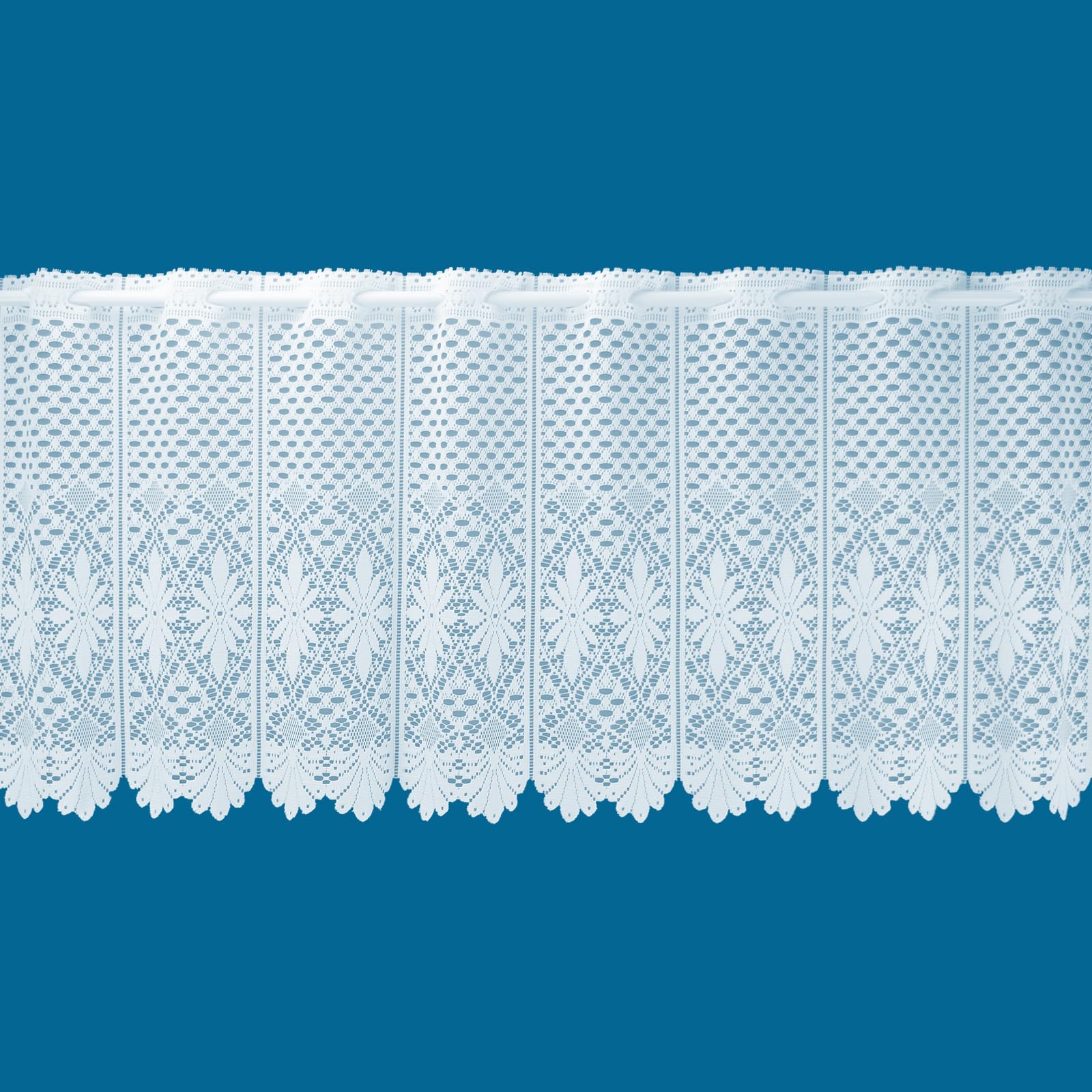 Netcurtainsuk White Aria Faux Macrame Lace Cafe Net Curtain Sold By The Metre 24" (60Cm)