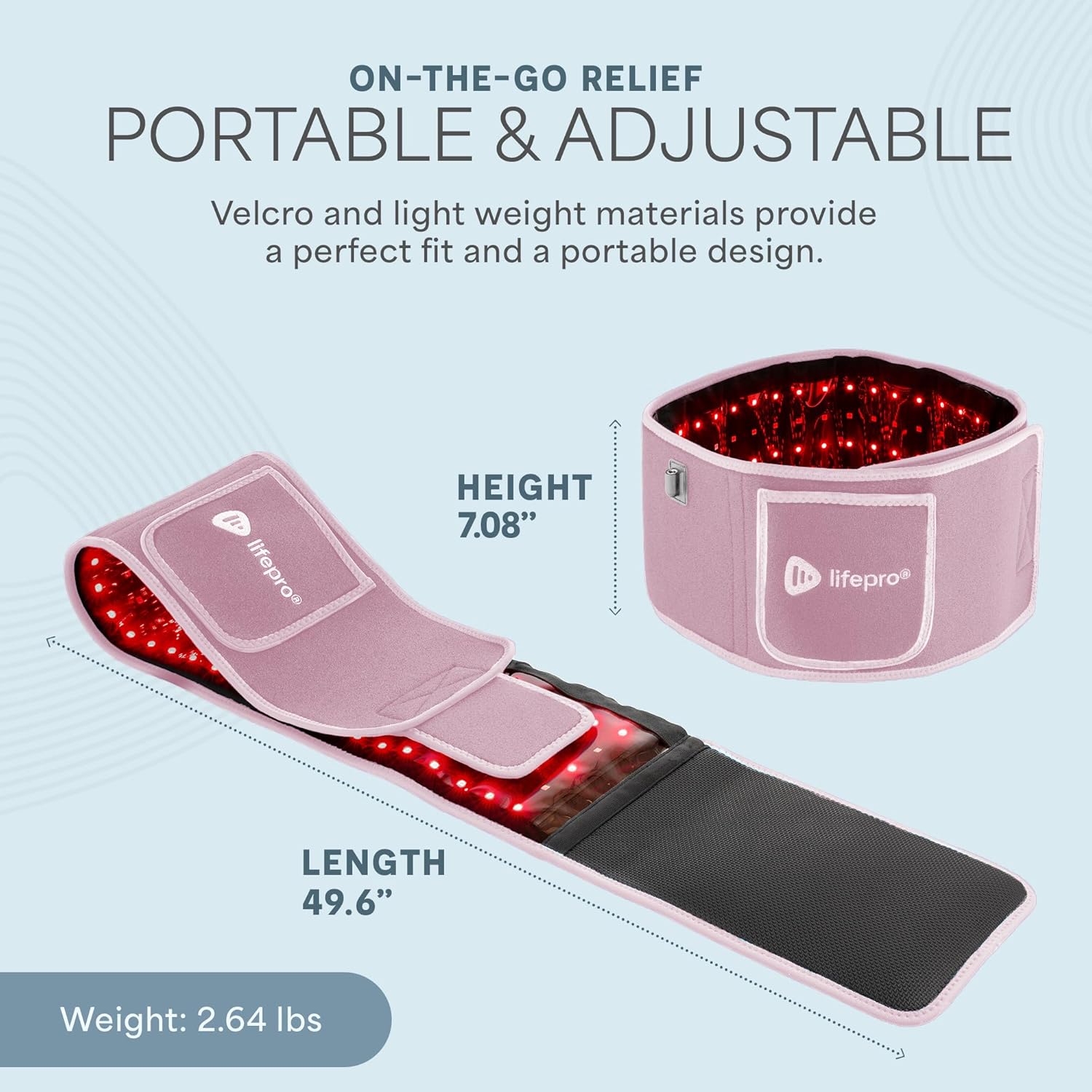 Lifepro Red Light Therapy Belt - 660nm & 850nm Near Infrared & Red Light Therapy for Body, Relaxing Muscle, Inflammation, Improve Circulation - Image 4