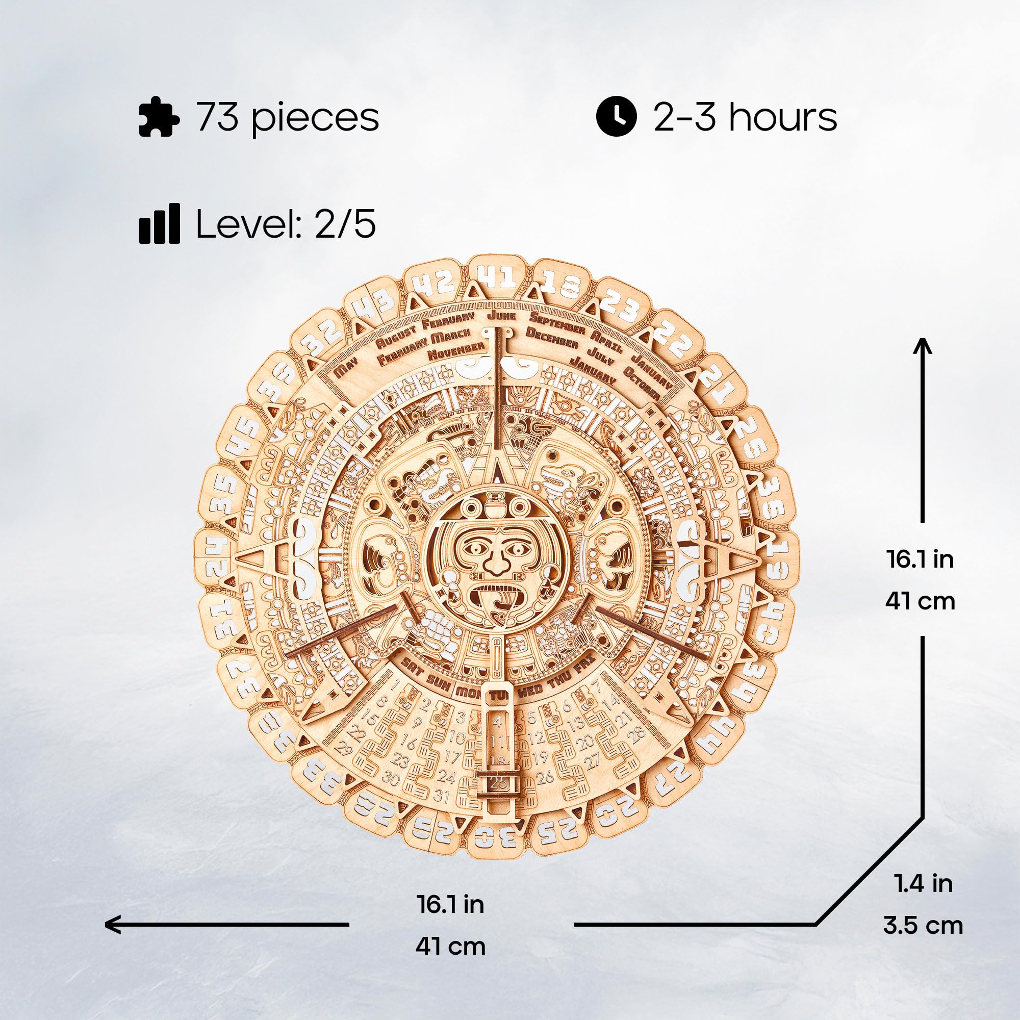Wood Trick Mayan Calendar Puzzle 3D di Legno per Adulti da Costruire