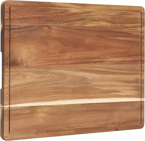 Tabla de cortar grande de madera para cocina, 24 x 18 pulgadas, bloque de carnicero extra grande con ranura para jugo, tabla de charcutería, tablas