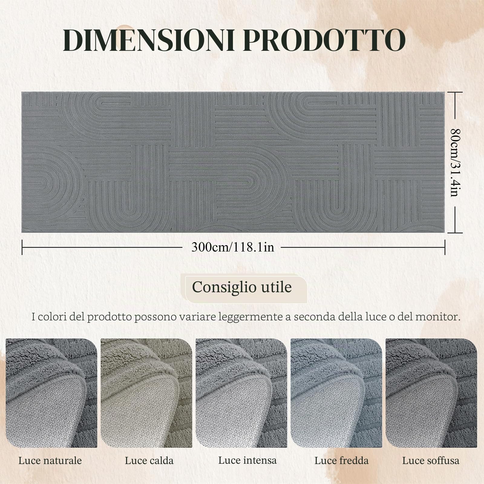 Enyhom Tappeto Corridoio Lungo 80 x 300 cm, Super Assorbente Tappeto Cucina Antiscivolo Lavabile in Lavatrice Passatoia Cucina, Moderno Soffice Tappeto Lungo per Corridoio, Ingresso, Lavanderia