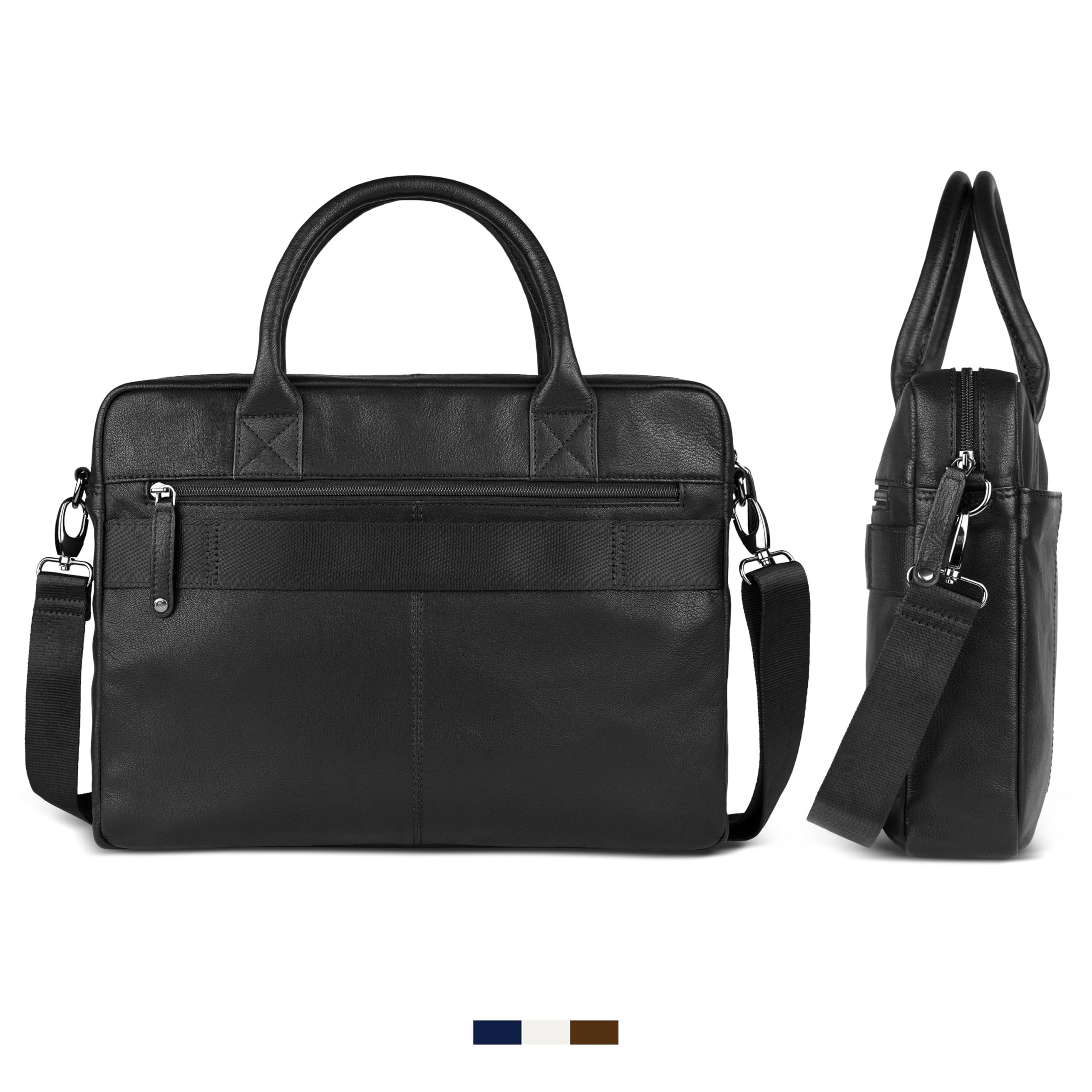 bugatti Black Magic Aktentasche für Herren aus Leder, Business-Tasche für Büro & Arbeit in schwarz
