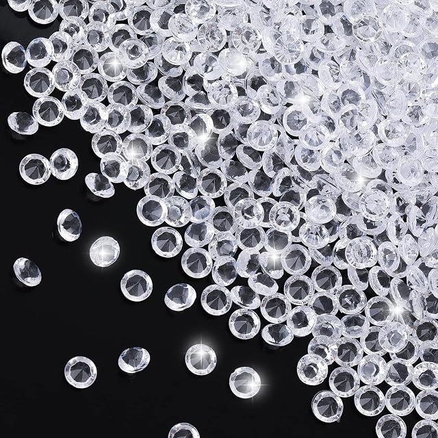 Prasacco 2000 Pieces Clear Wedding Table Scatter Crystals, 4.5 mm/ 0.18 Inch Beads Acrylic Diamonds Crystal Bling Vase Glass Beads for Vases Table Centerpiece Wedding Bridal Decorations