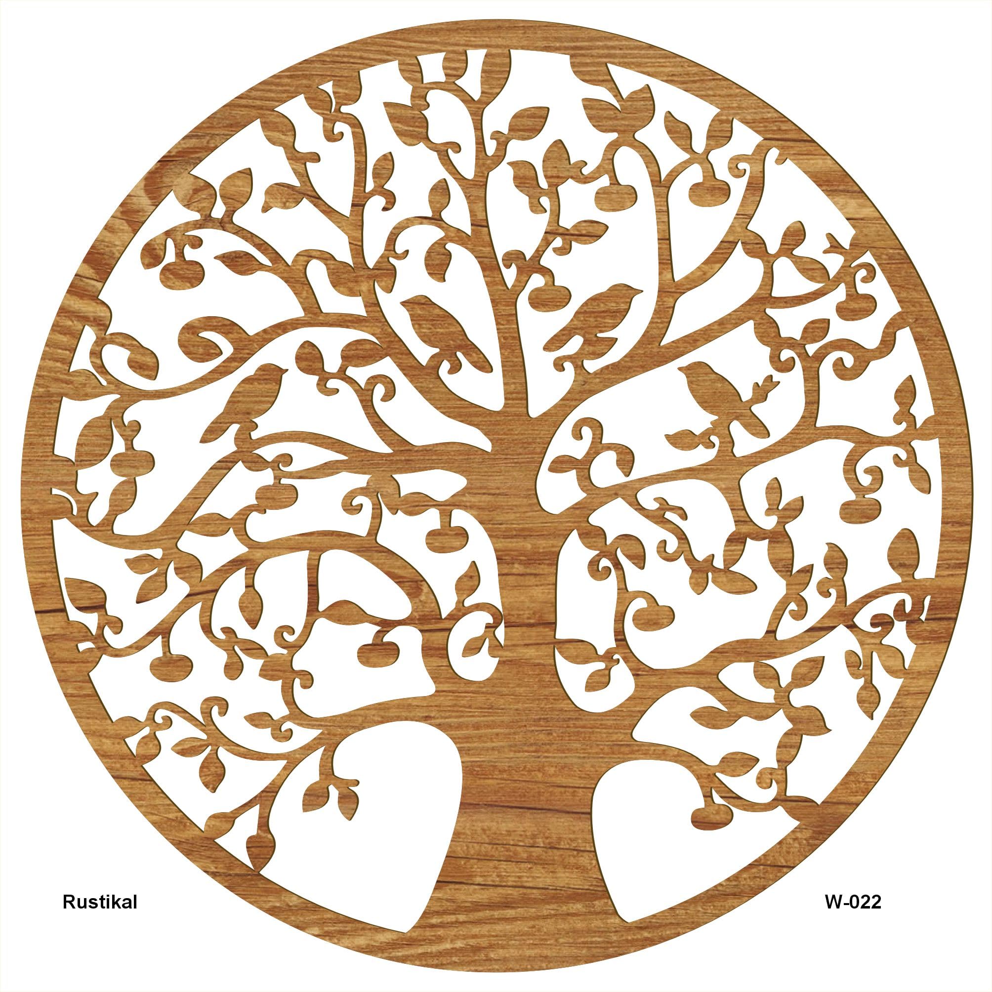 Lebensbaum Holz Ø 39/49 cm - 8 Holz-Optiken-Wandbild - edle Dekoration - Baum des Lebens - ideale Geschenkidee