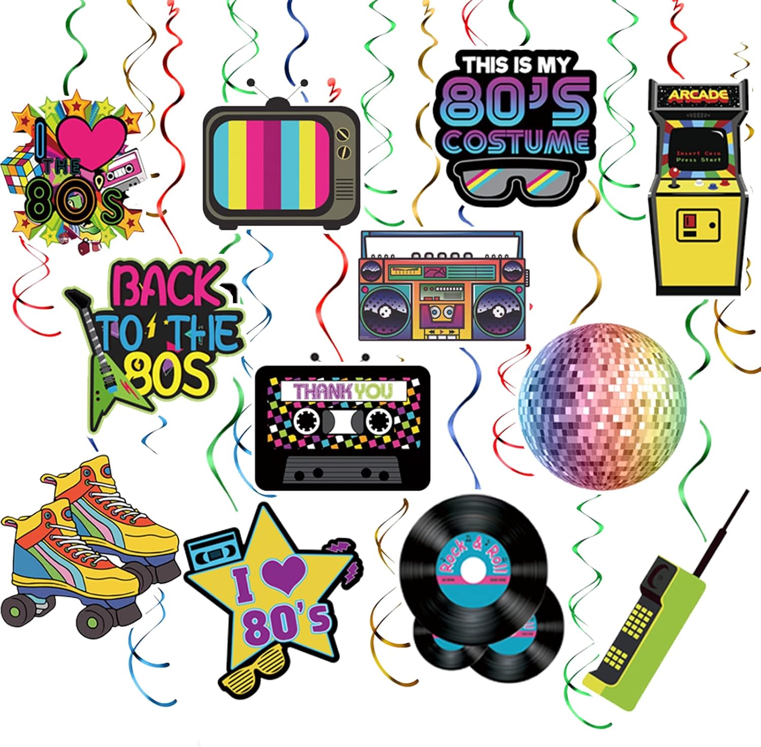 Amazon.com: 12Pcs 80s Party Decorations Back to the 80s Party Hanging ...