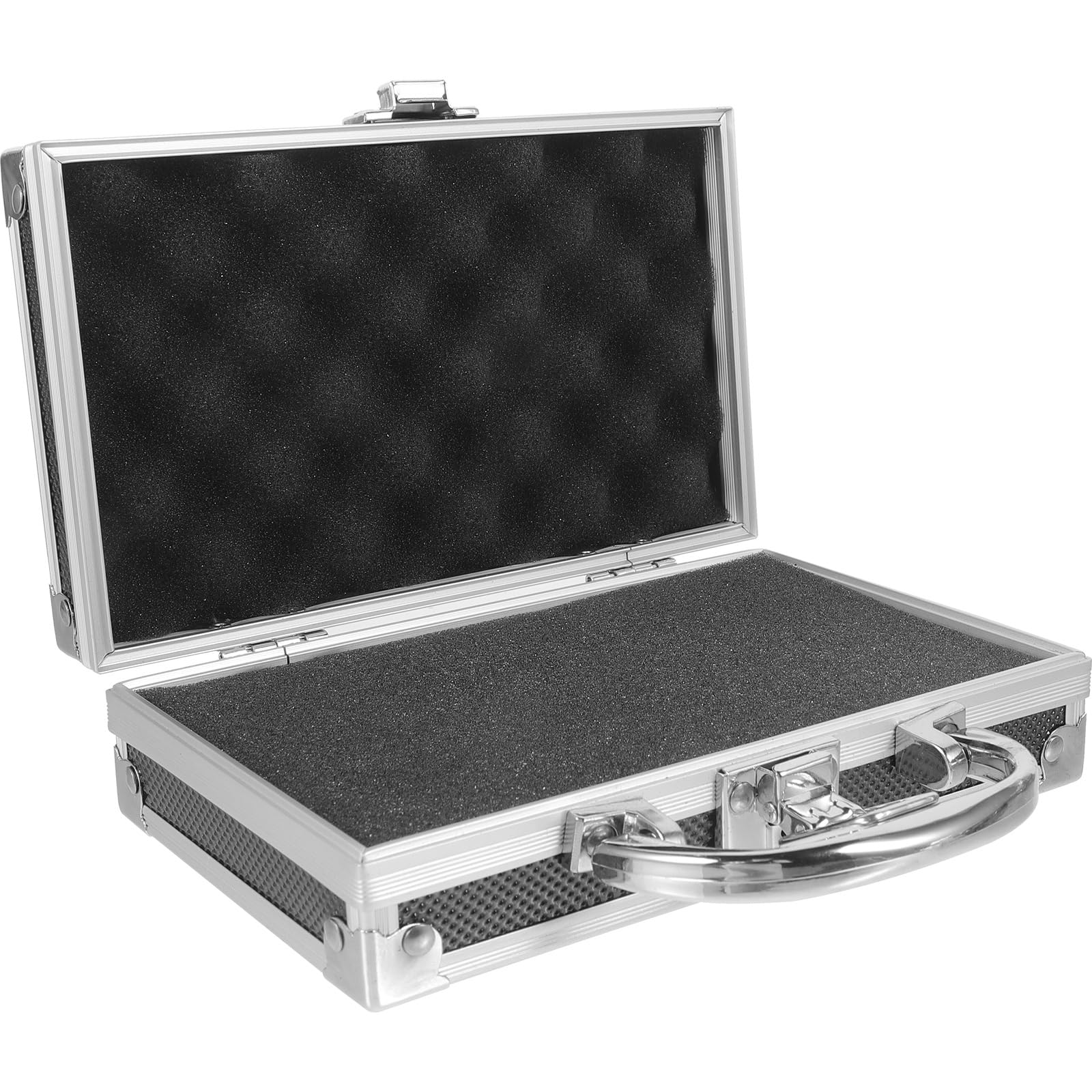 FRCOLOR Medicine Storage Lockbox Case Aluminum Alloy Thicken Briefcase with Foam Travel Compact Portable Handle Lockable Storage Box for Organization First Aid Essentials