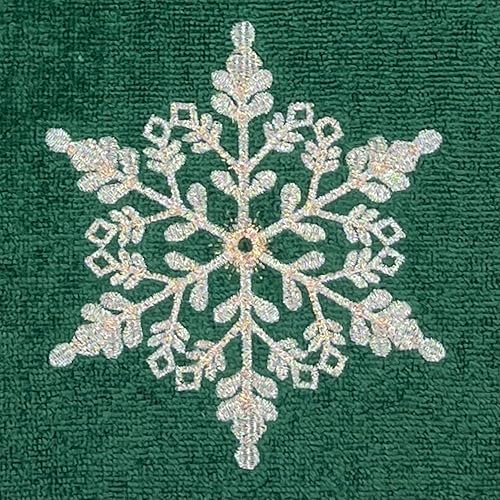 Miniatura 240 de Juego de 2 toallas de mano de baño de Navidad, color gris oscuro, 100% algodón, bordadas, diseño de copos de nieve, 16 x 25 pulgadas, toallas 24 Let