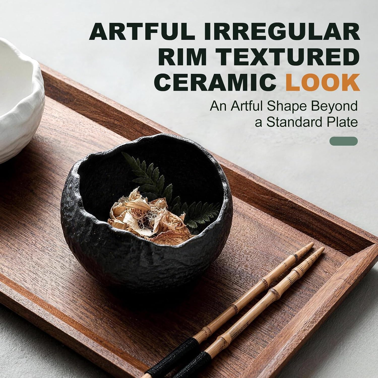 White Ceramic Decorative Bowl, Eggshell Shape, Textured Finish, Soup and Serving Bowl (black)